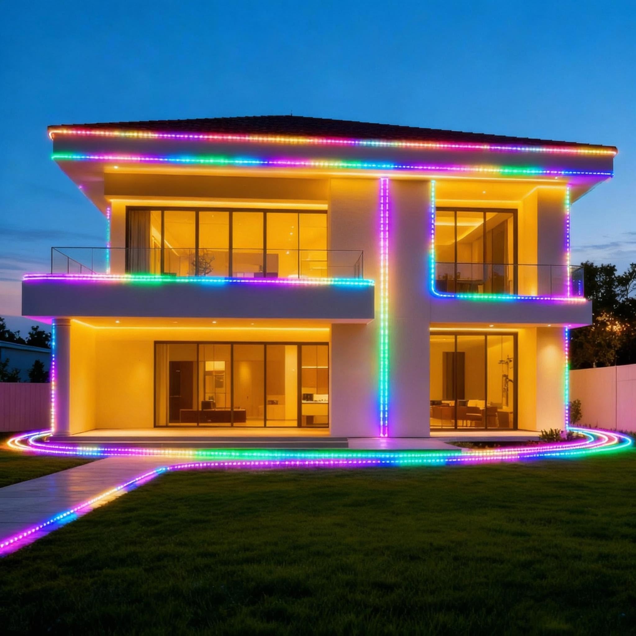 YRHome wąż świetlny LED, 100 m, 1000 diod LED, z wtyczką, do użytku na zewnątrz, z timerem, 8 trybów i możliwością regulacji jasności, IP44, wodoodporny, oświetlenie dekoracyjne RGB LED, do użytku