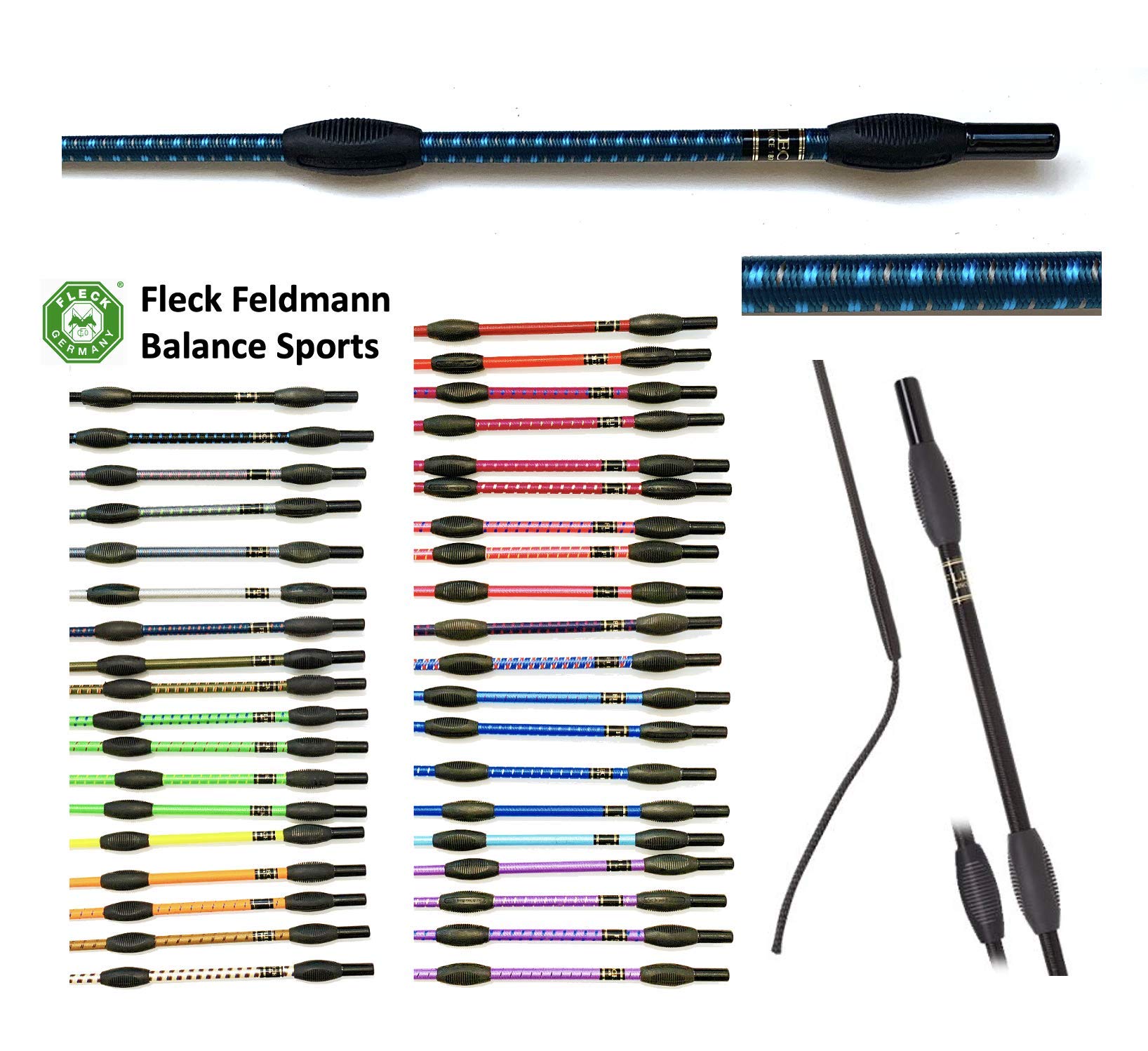 Fleck Feldmann Balance Sports Dressurgerte Gerte Reitgerte (Petrol-Multi, 110 cm)