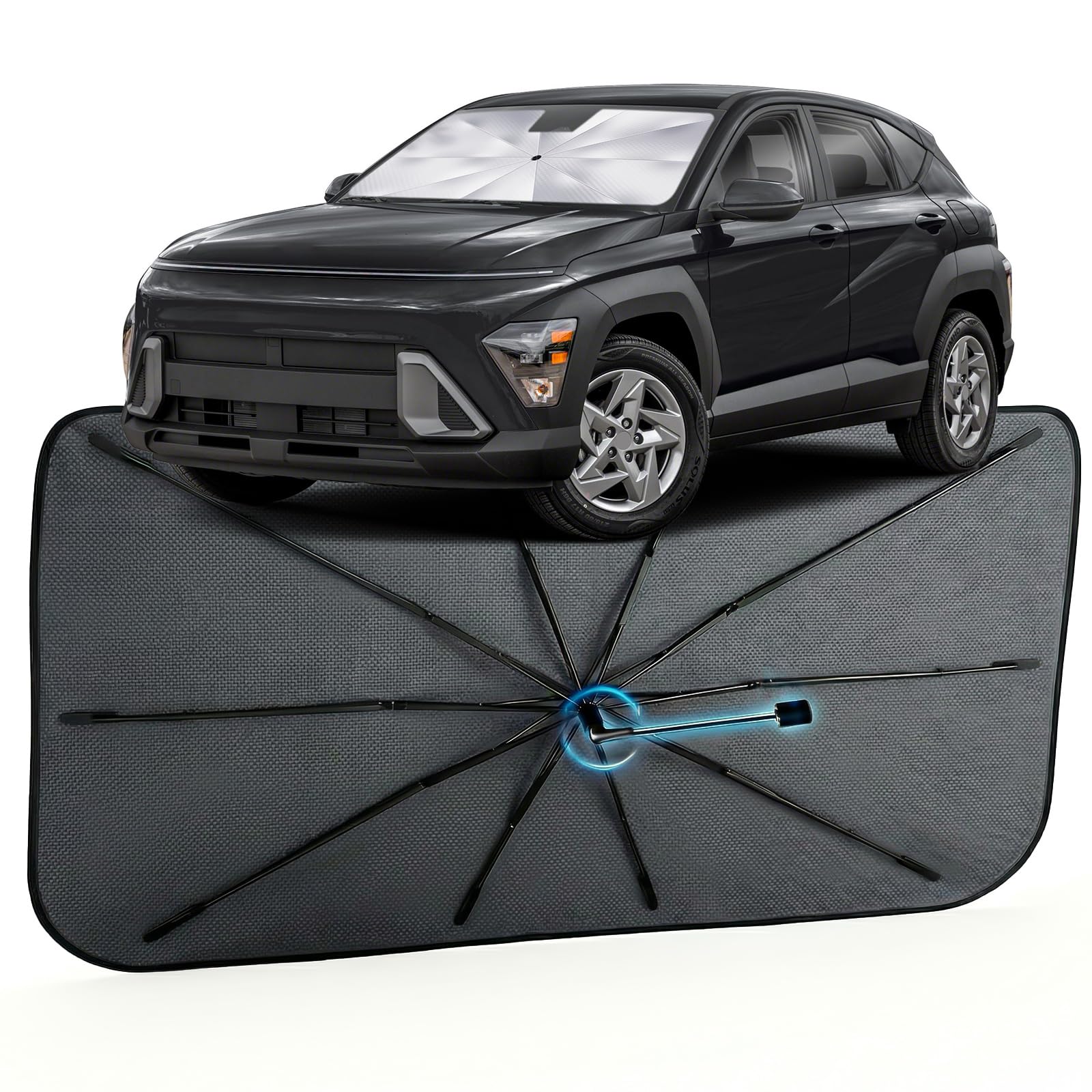 Car Windshield Sun Shade Umbrella for Hyundai Kona 2024-2026, 1:1 Fit