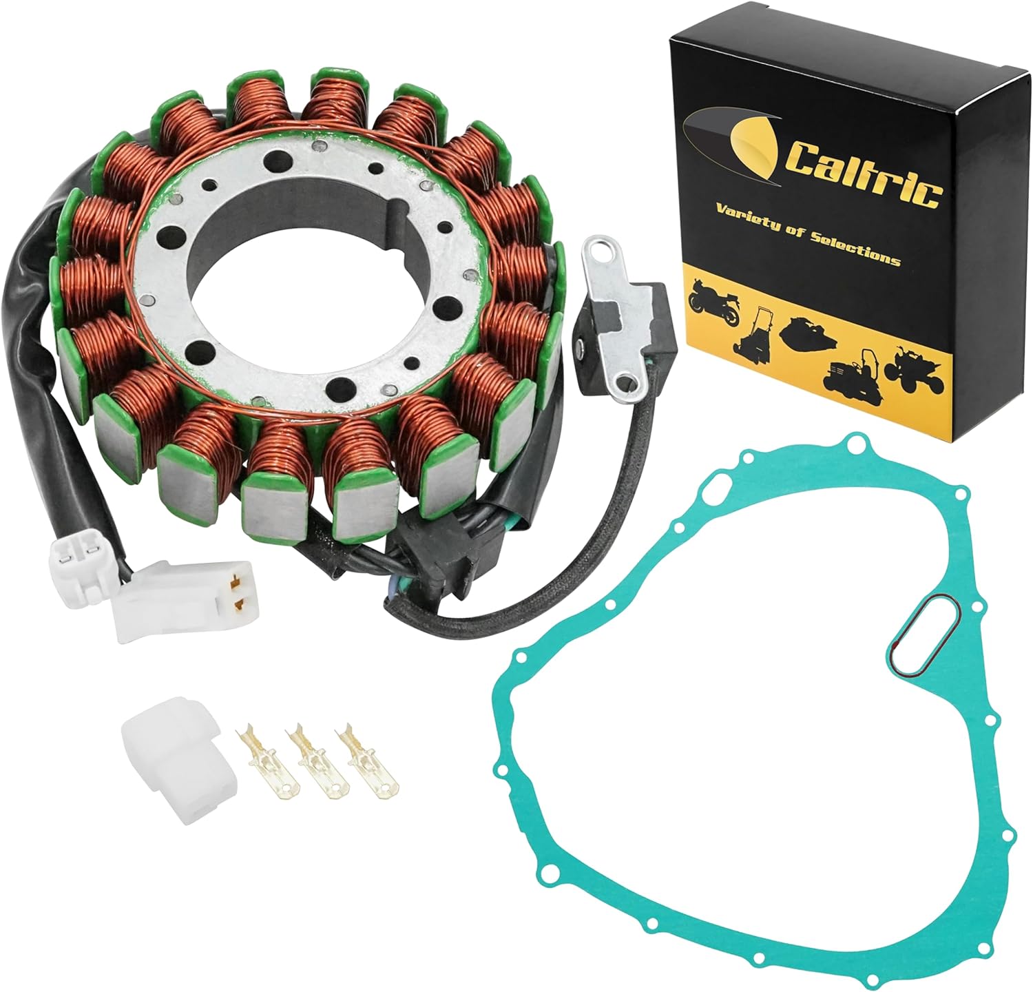 Caltric Stator and Gasket Compatible With Suzuki Lta500 X Xp Xpz Xz Xc Xpc Xpb Kingquad 500 2009-2018