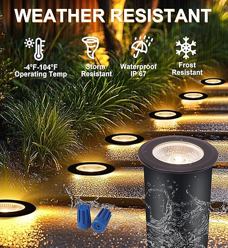 Miniatura 7 de Paquete de 6 luces LED de pozo de 9 W de CLOUDY BAY, luces de paisaje, 2700K3000K3500K4000K5000K seleccionables, iluminación de bajo voltaje de