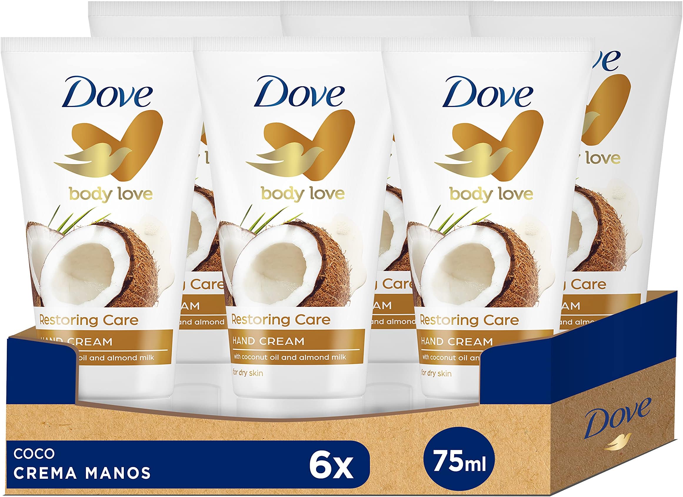 Coconut Oil and Almond Milk Hand Cream, 6 Pack (75ml x 6)