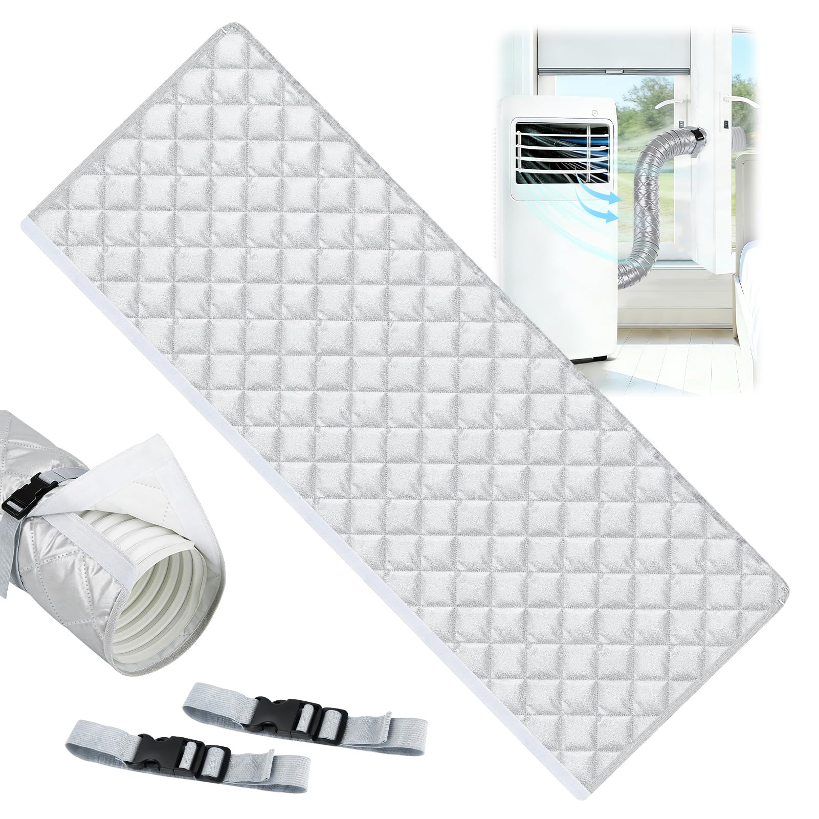 Gaine Isolante Pour Tuyau d'Évacuation d'Air De Climatiseur, 150 × 58 Cm, Avec Protection Anti-Uv, Housse Pour Climatiseurs Portables Adaptée à Des Bouches d'Aération De 5 à 5,9 Pouces De Diamètre (1)
