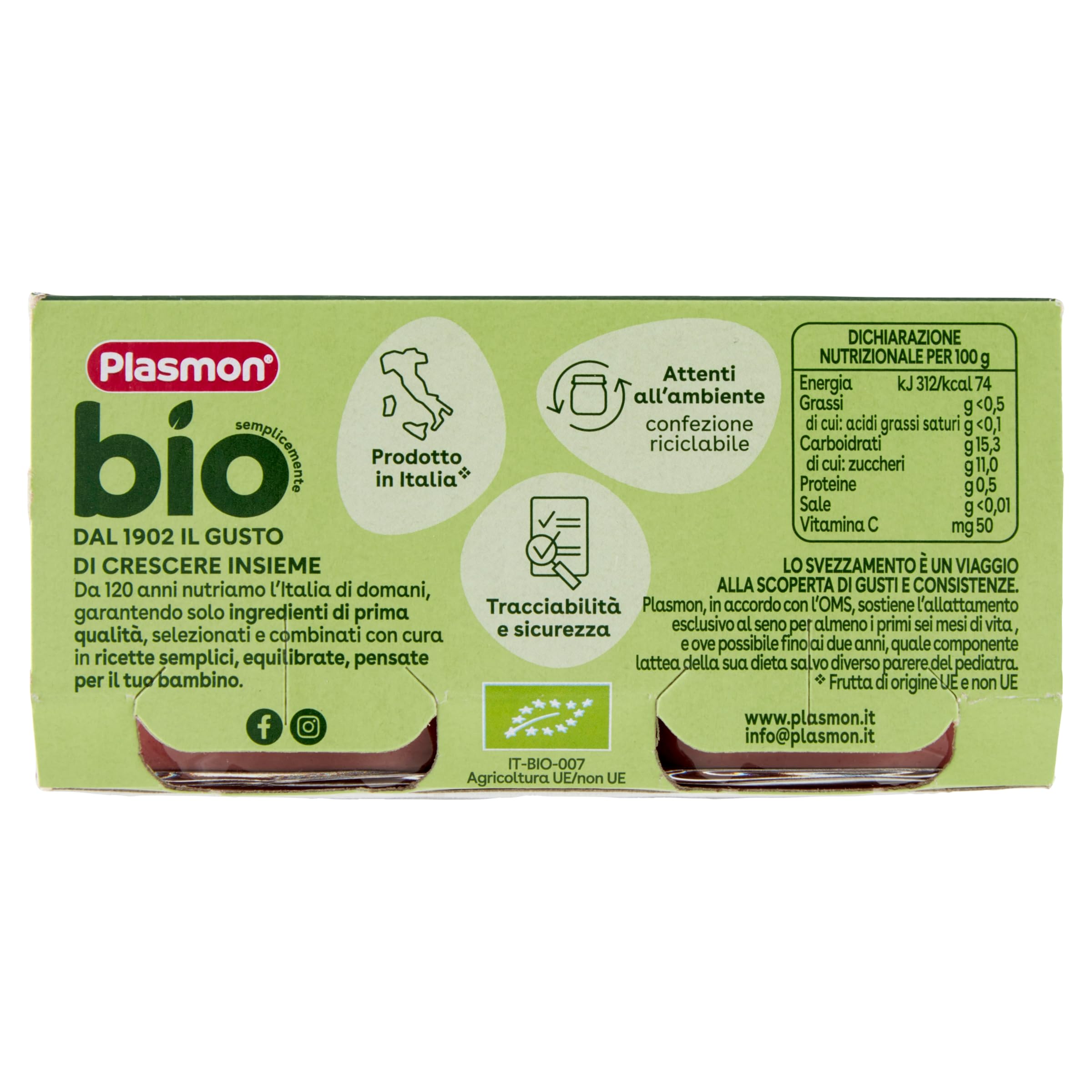 Plasmon BIO Omogeneizzato Pera Mirtilli 2X80g (12 Confezioni)
