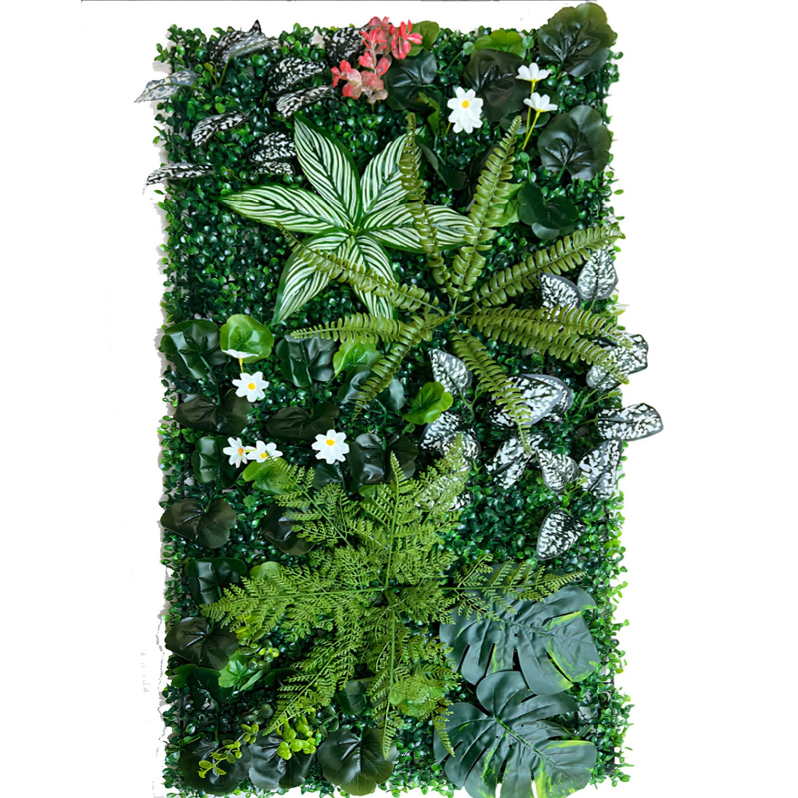 Artificial Green Wall Panel 50cm x 100cm for Indoor and Outdoor Use, Faux Plant Living Wall for Home Garden Office Shop Café Wedding Decor (F)