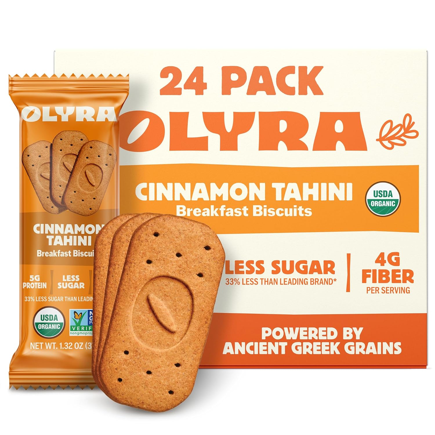 Olyra Organic Breakfast Biscuits - Fig Anise - Healthy Snacks for Adults - Office Snacks - Healthy Cookies - High Fiber Snack - Natural Energy Breakfast Biscuit 24 Packs