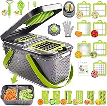 Vegetable Chopper, Multi Food Chopper 24-in-1 MYMULIKE Onion Cheese Fruit Chopper Dicer Cutter Multi-Blade Chopper with Large Container