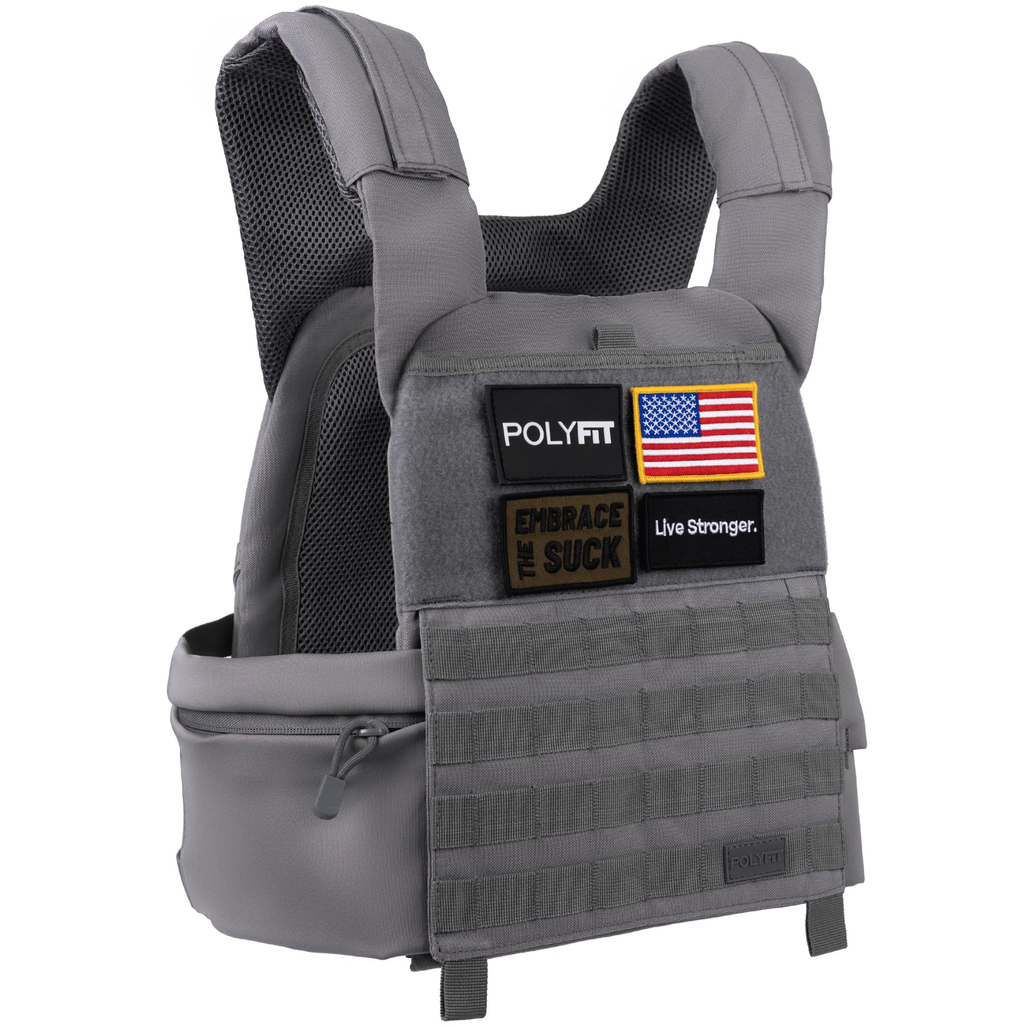 POLYFIT (Fortify) Weighted Vest for Strength and Endurance Training, Rucking, Fitness Workouts, Running, WODs