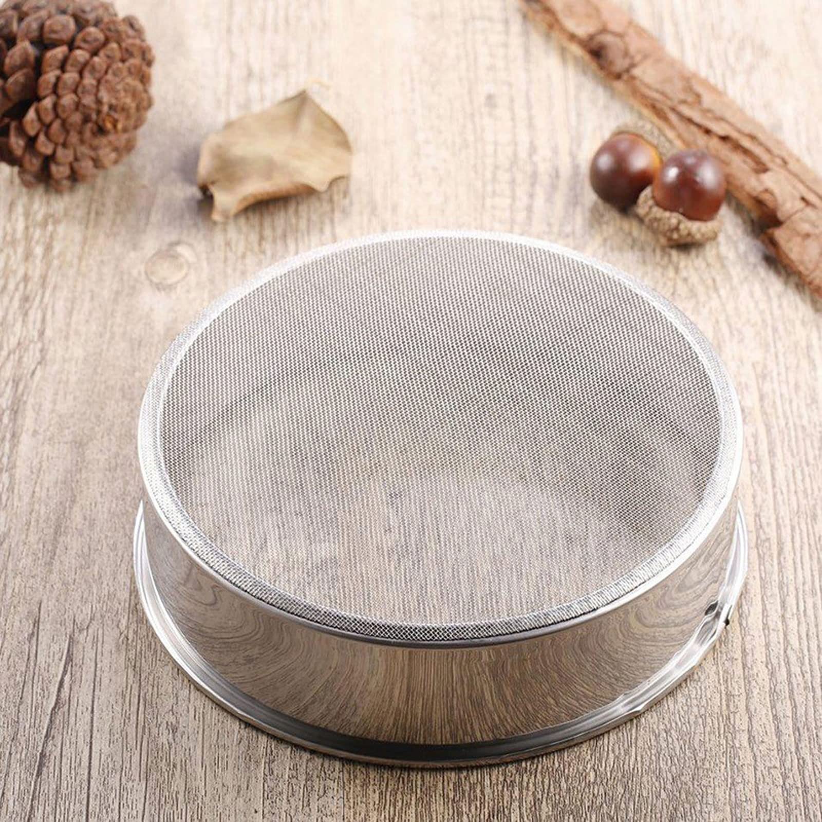 Tamiz de harina de acero inoxidable, colador de alimentos para hornear y cocinar
