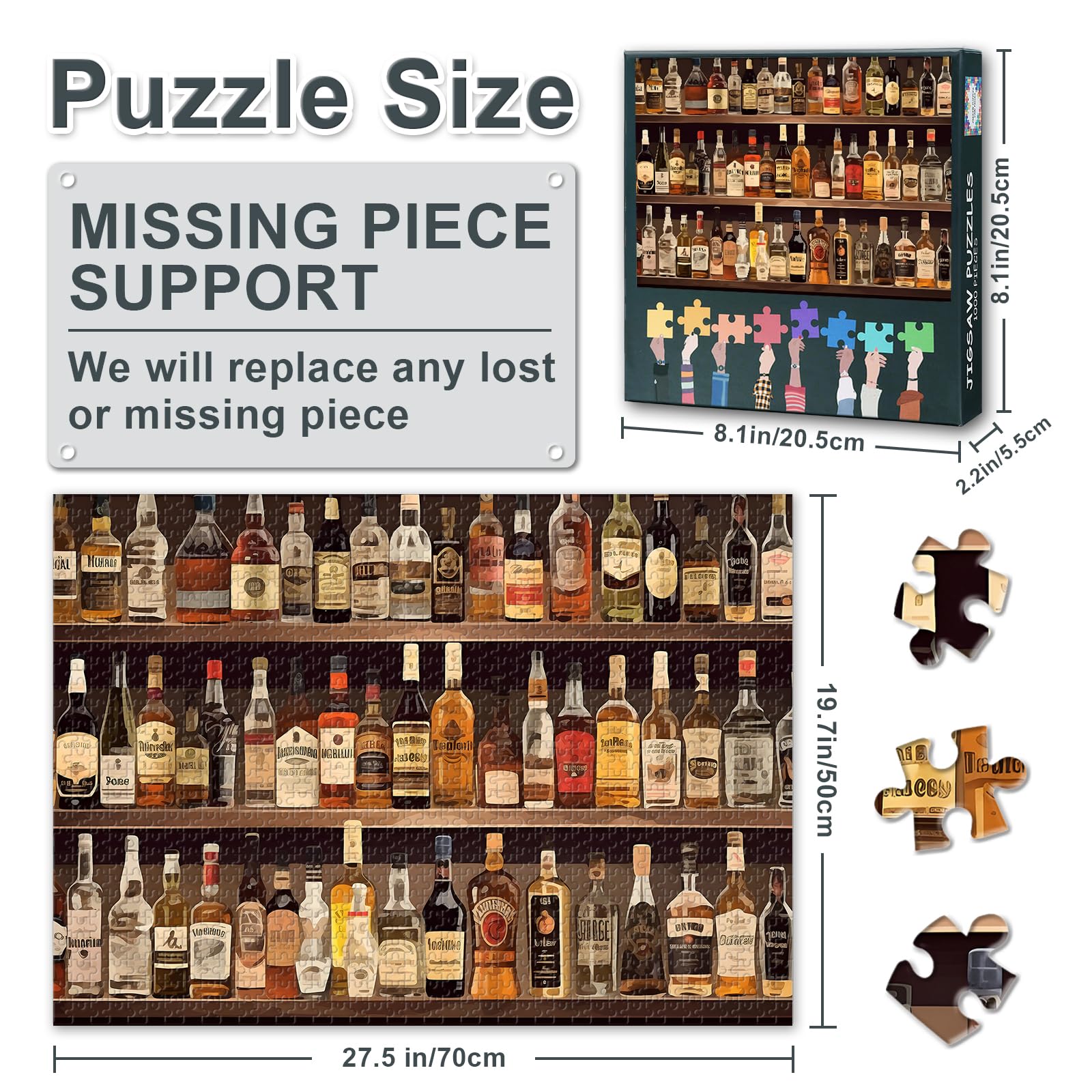 Jigsaw Puzzle, Liquor Bottles Art, Puzzles for Adults 1000 Piece (Whiskey Series) - Image 3