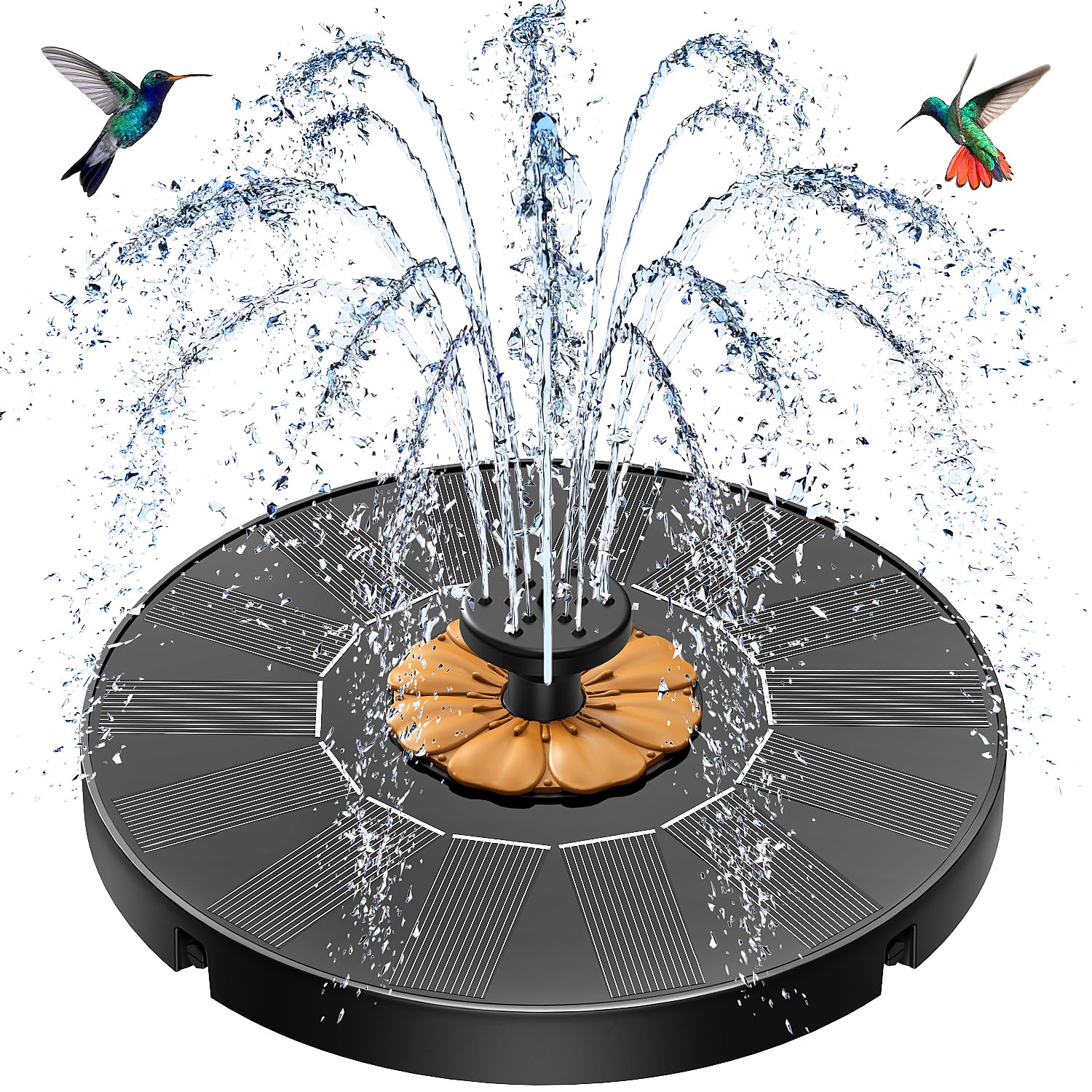 SZMP Solar Springbrunnen für Außen, 2026 Upgrade Solar Teichpumpe, Solarbrunnen für Draussen mit 8 Düsen & 4 Fixe Rohre Solar Wasserpumpe Solar Schwimmender Fontäne Pumpe für Garten, Teich, Vogel-Bad