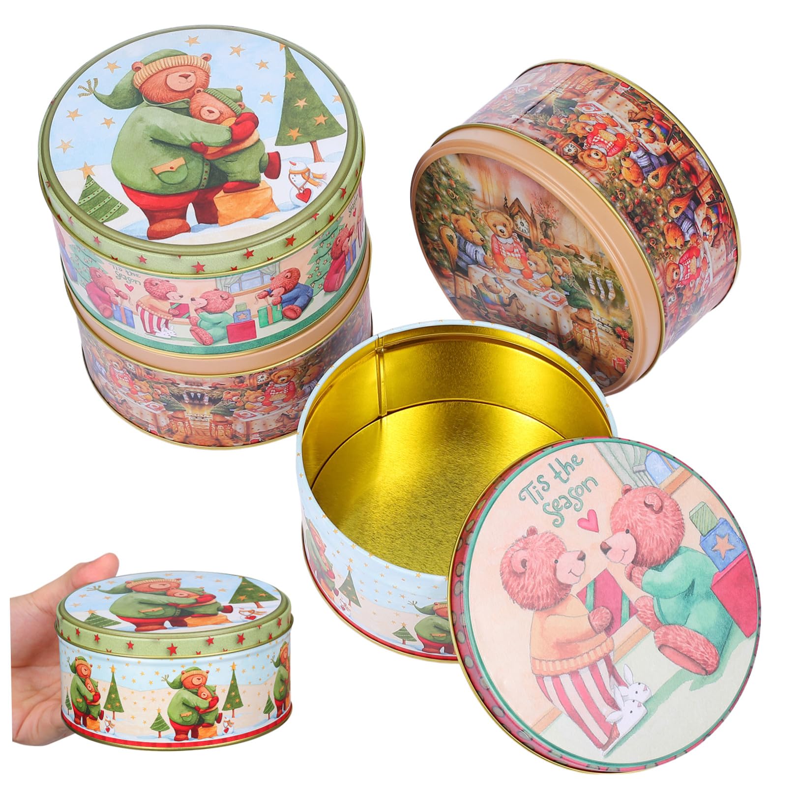 VICASKY 4 Piezas Hojalata Caja de Obsequio Navideña para Dulces y Galletas