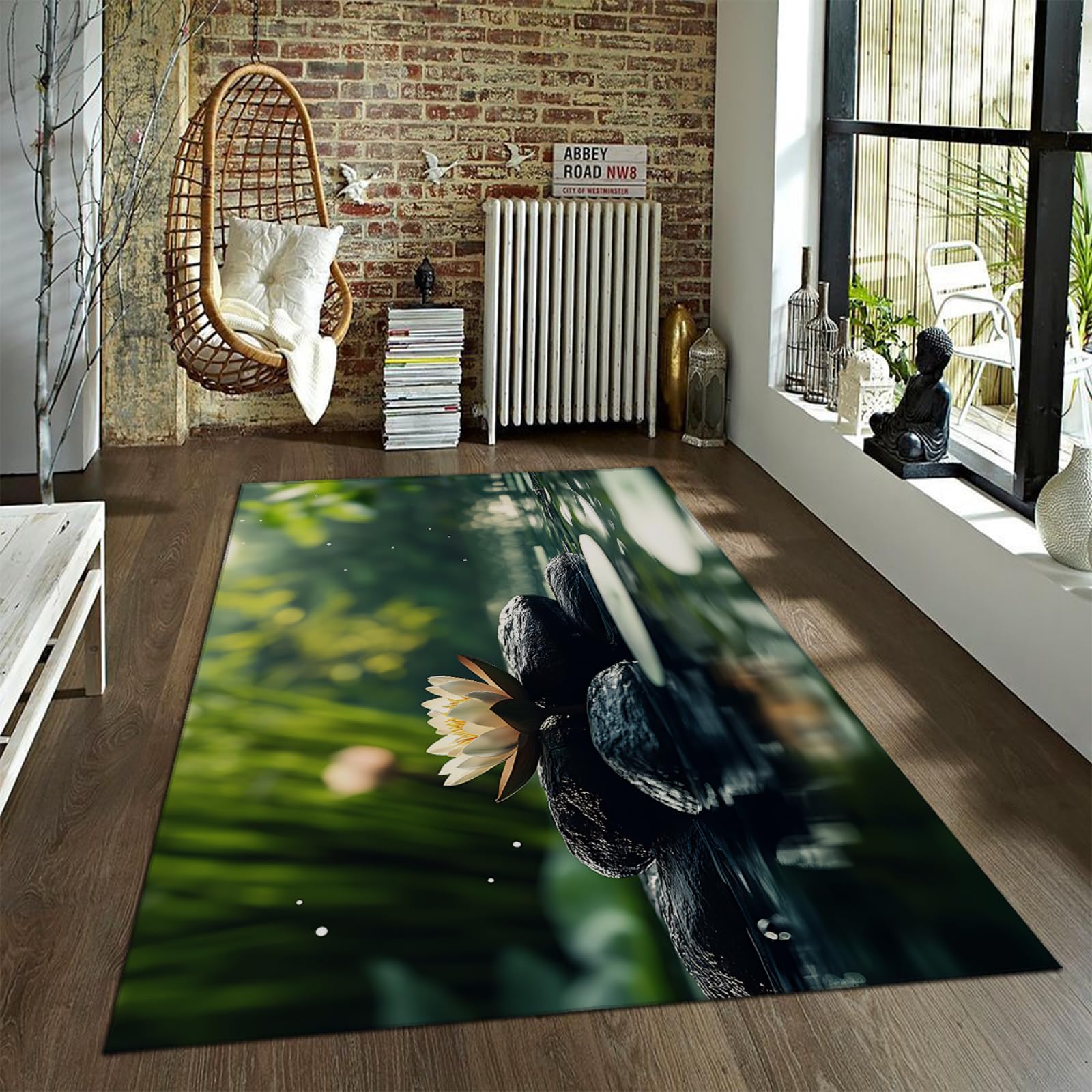 Tapis de style neutre anti-poussière 80x150cm motif forêt de bambous pour petits espaces