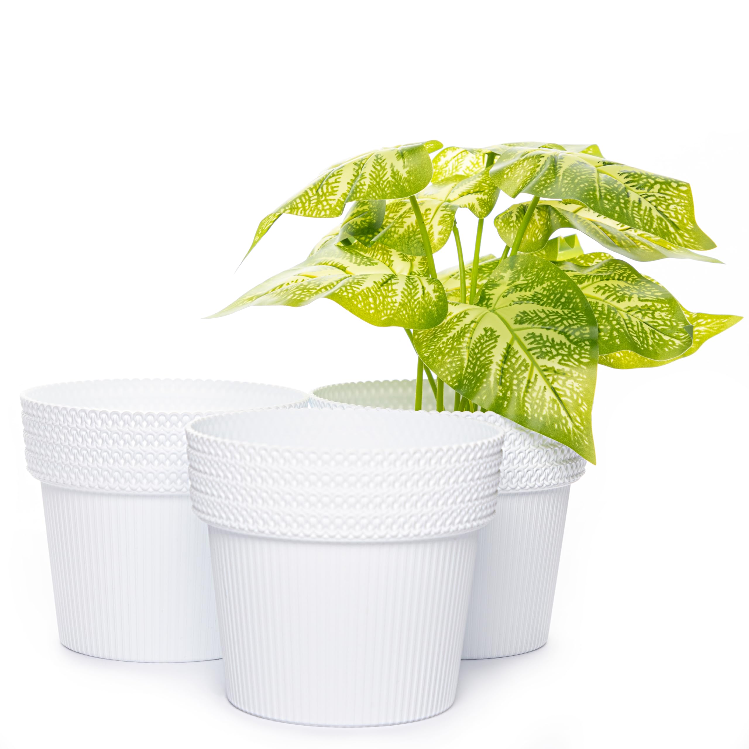 Home Garden Ornaments White Plant Pots Indoor – Indoor Plant Pot For Home And Garden, Decorative Pola Flower Pots Set Of 3 (Diameter: 13Cm, )