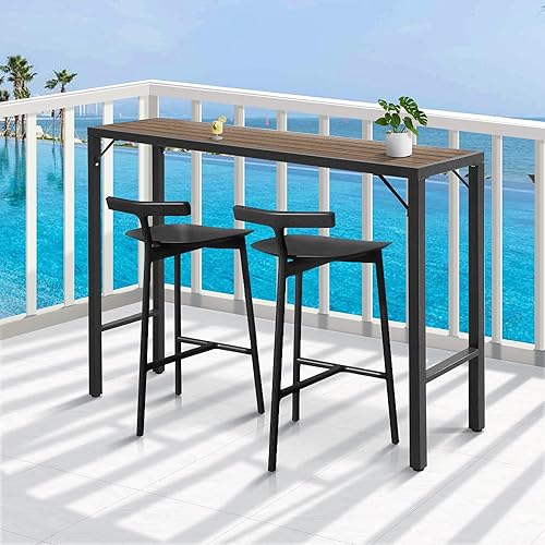 Miniatura 8 de Raysfung Mesa de bar al aire libre, mesa de bar de 55 pulgadas, mesa de comedor con parte superior impermeable para balcón, jardín, patio, piscina