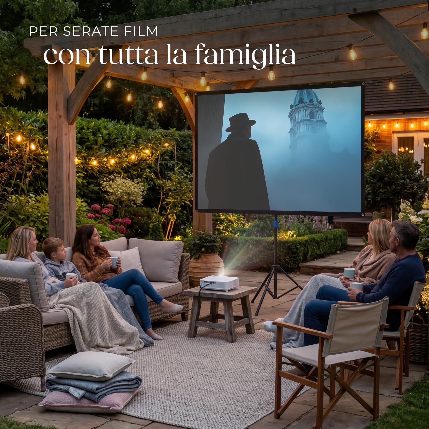 tectake® Telo Proiettore con Treppiede 16:9 4K HD, 160 x 90 cm, 72", Schermo Proiettore Regolabile, Borsa Trasporto, Schermo Portatile Cinema Home Theatre, telo per proiettore per casa ufficio scuola