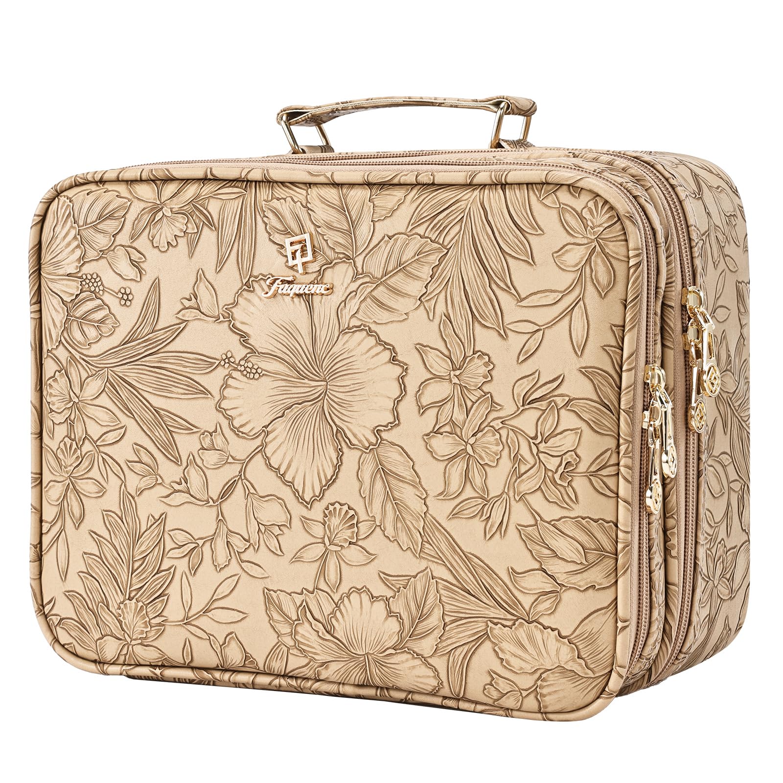 Makeup Bag with LED Lighted Mirror 12.2 IN Cosmetic Train Case Double Layer