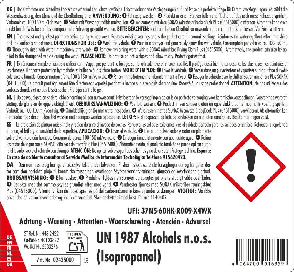 SONAX Profiline Spray & Seal - Sellador en húmedo (5 L) | Sellado en húmedo listo para usar con efecto repelente al agua y la suciedad