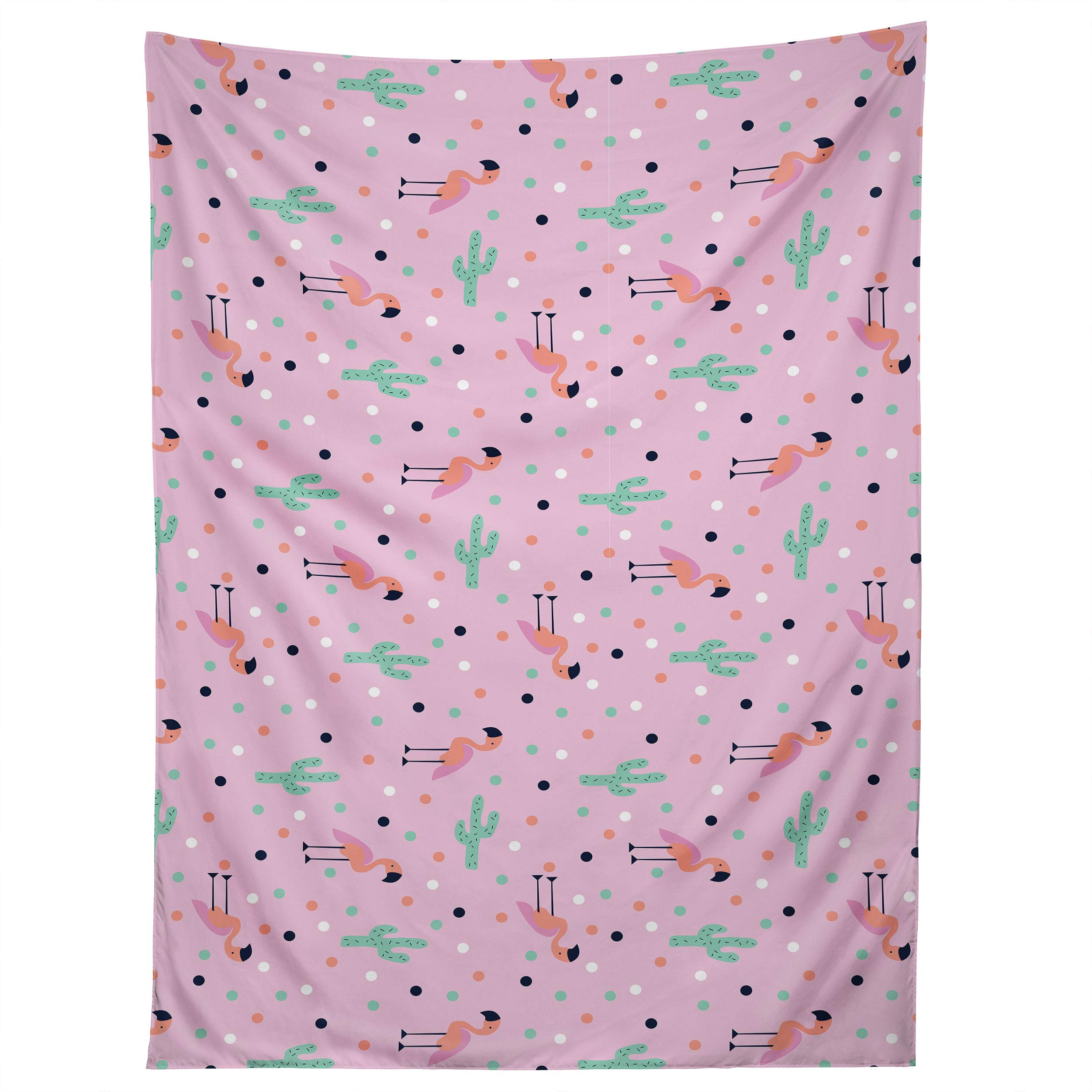 Society6 Society 6Doodle by Meg Flamingo and Cactus Tapestry, 60 in x 80 in, Multi