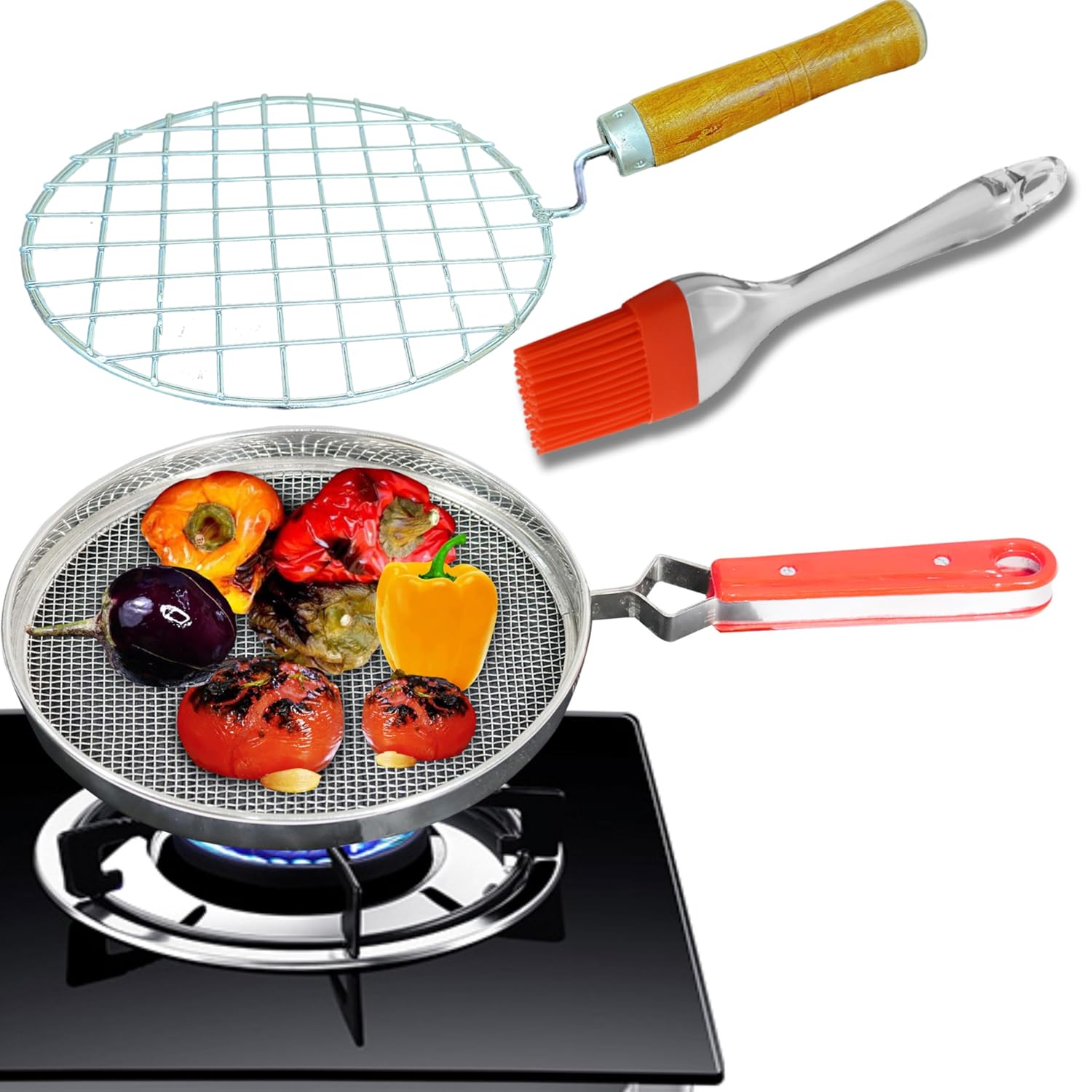 Leczonio pulka grill for gas stove, phulka jali for kitchen cooking, papad roaster, roti, brinjal roaster, baigan bharta grill, roti jali steel mesh griller (phulka 02) Leczonio pulka grill for gas stove, phulka jali for kitchen cooking, papad roaster, roti, brinjal roaster, baigan bharta grill, roti jali steel mesh griller (phulka 02)