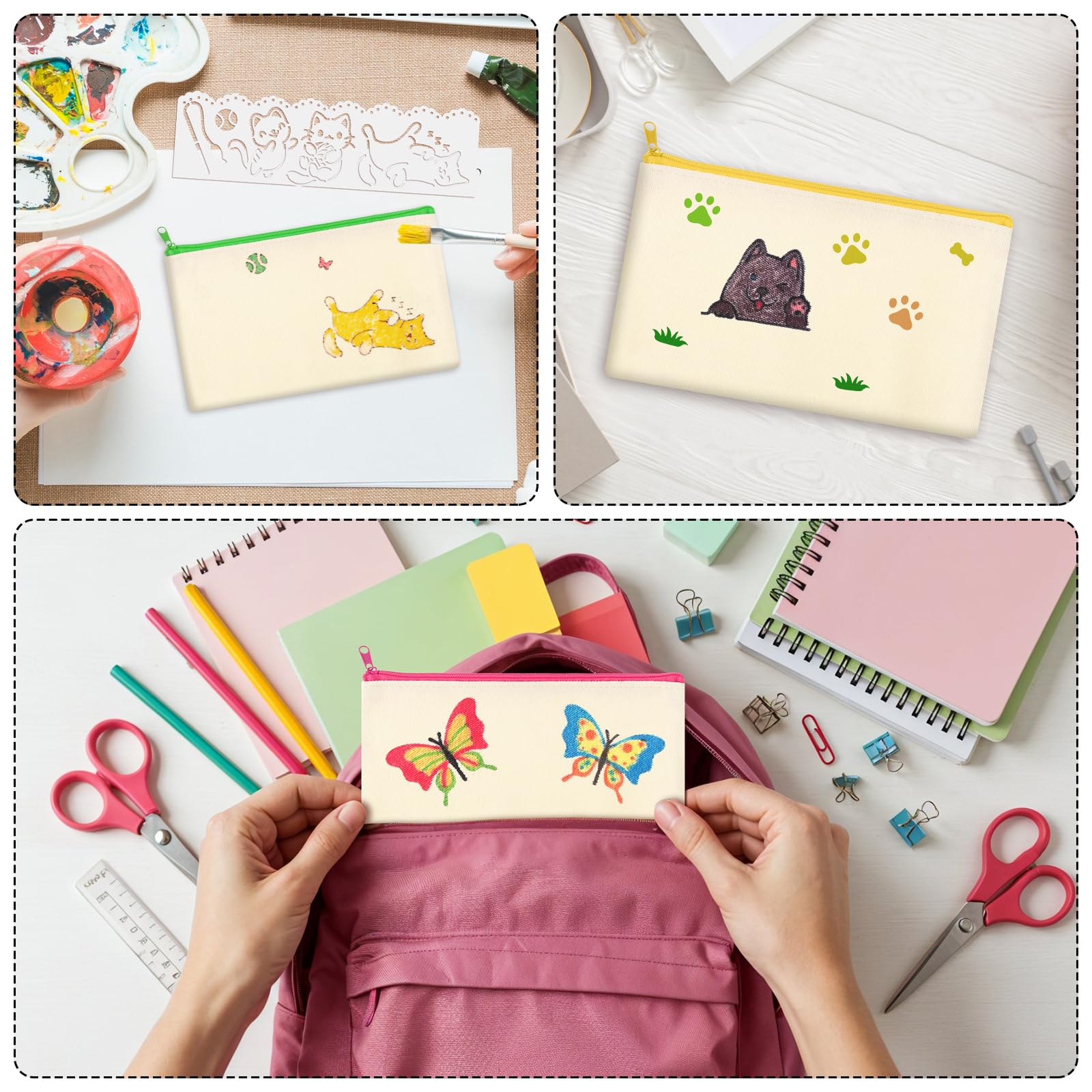 10 sacchetti di stoffa da dipingere per bambini, in cotone