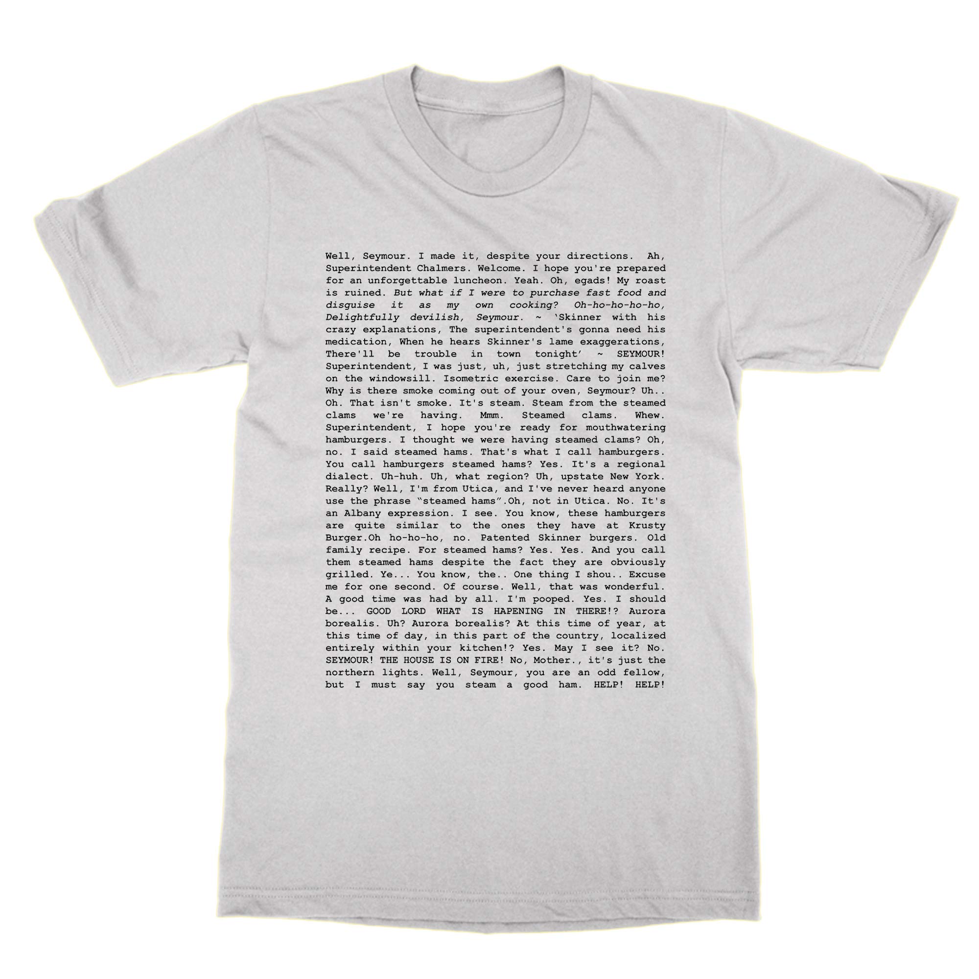 Cliquewear White Steamed Hams Script T-Shirt (, 5XL)