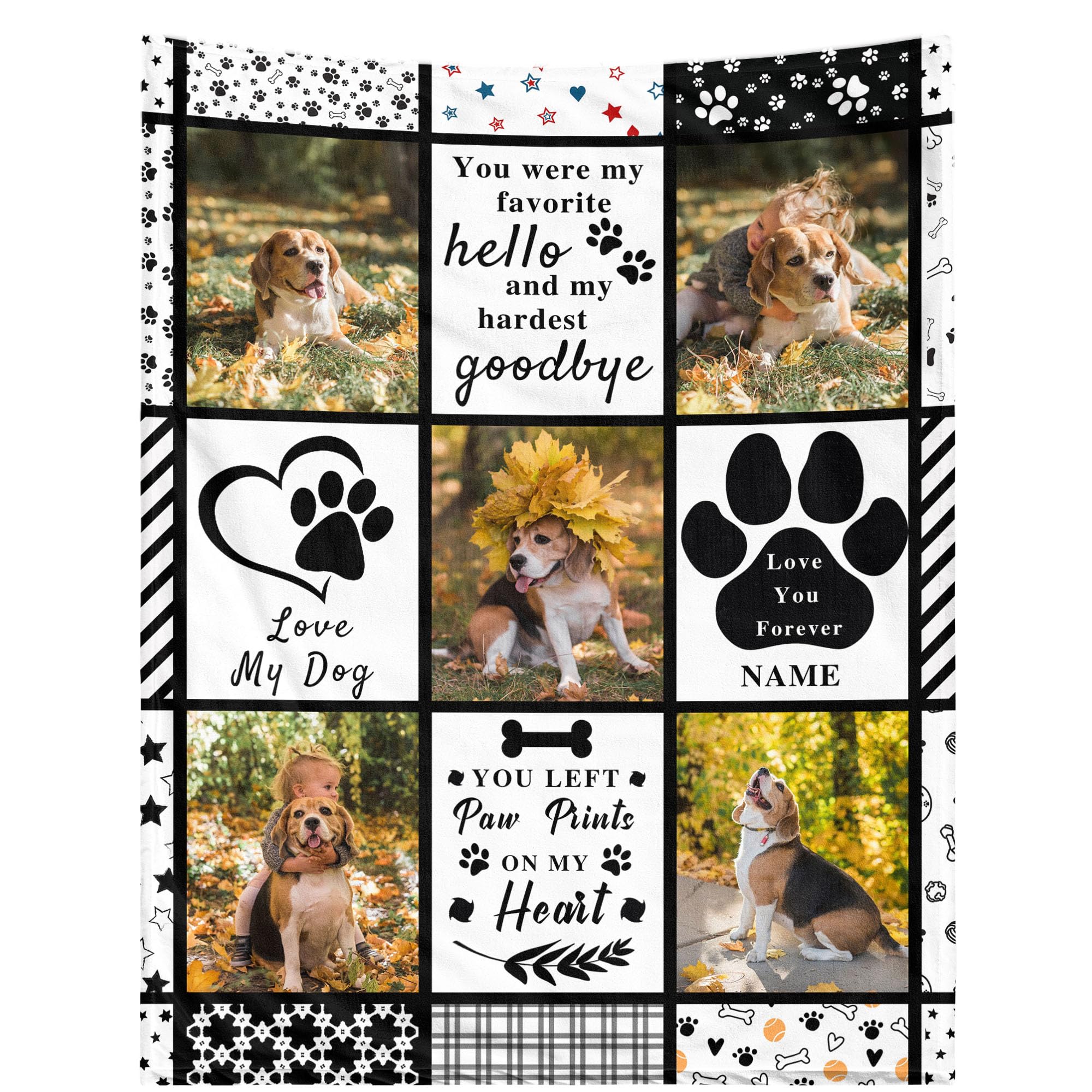 Funny DIY Personalized Pet Memorial Blanket with Photo Pet Memorial Gifts for Dogs Cats Loss of Dog Sympathy Gift Dog Bereavement Remembrance Pet Loss Gifts Custom Dog Picture Blanket
