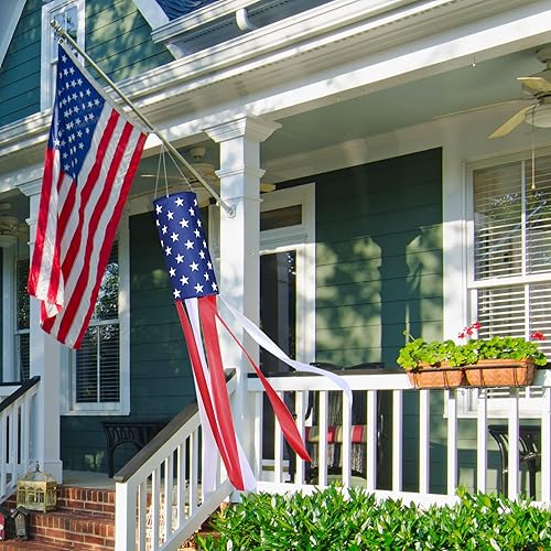 Miniatura 9 de Decoraciones de Estados Unidos para exteriores del 4 de julio, paquete de 2 calcetines de viento con bandera de Estados Unidos, estrellas y rayas,