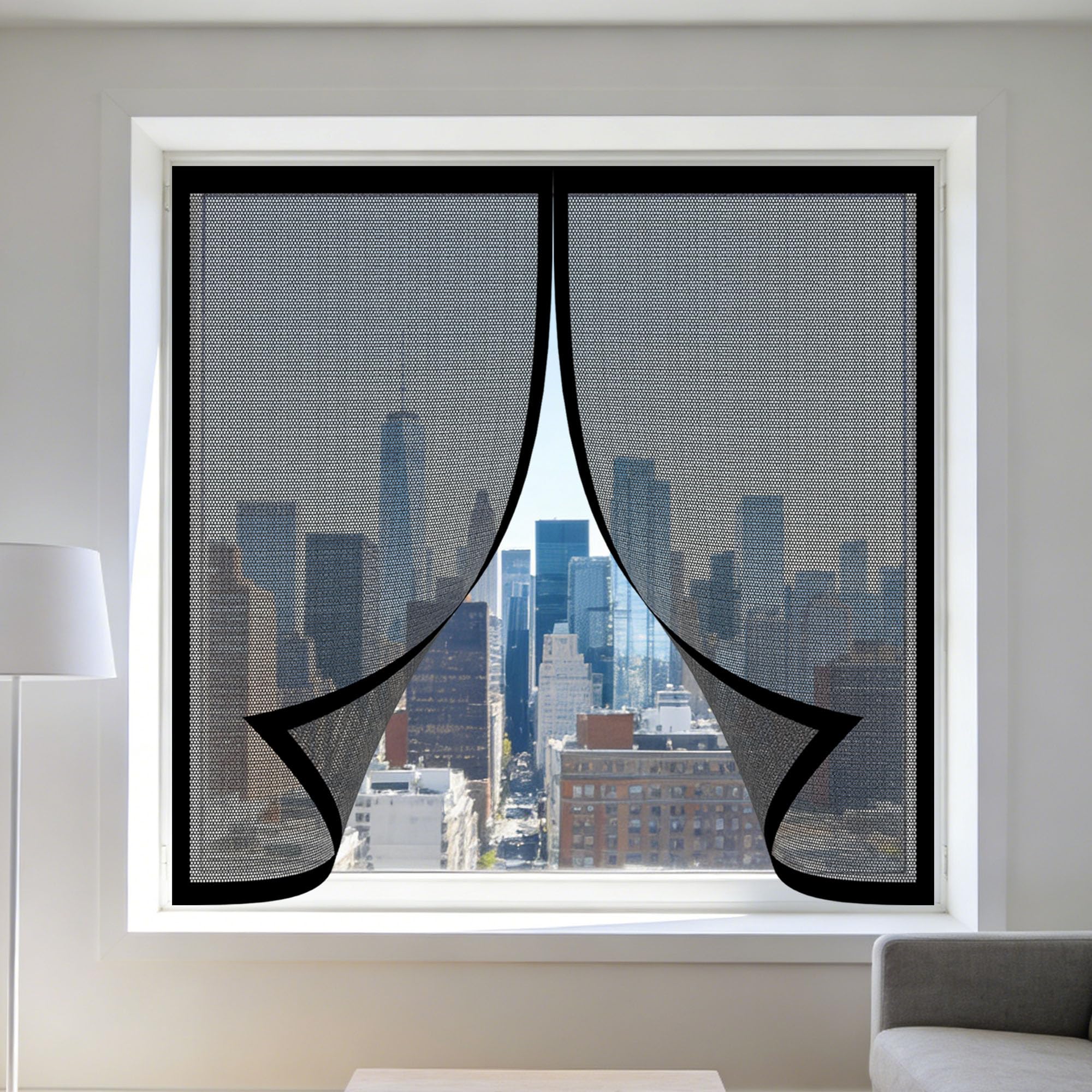 Moustiquaire magnétique 175x155 cm noir pour toutes fenêtres