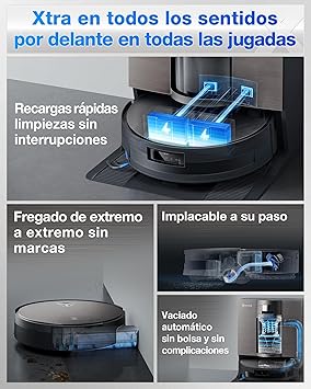 ECOVACS X11 OMNI CYCLONE Robot Aspirador y Friegasuelos, BLAST+19,500 Pa, Potencia ultrarrápida, OZMO ROLLER 2.0, Altura Máxima de Ascenso de 4cm, Rodillo Extendido, Vaciado Automático PureCyclone 2.02