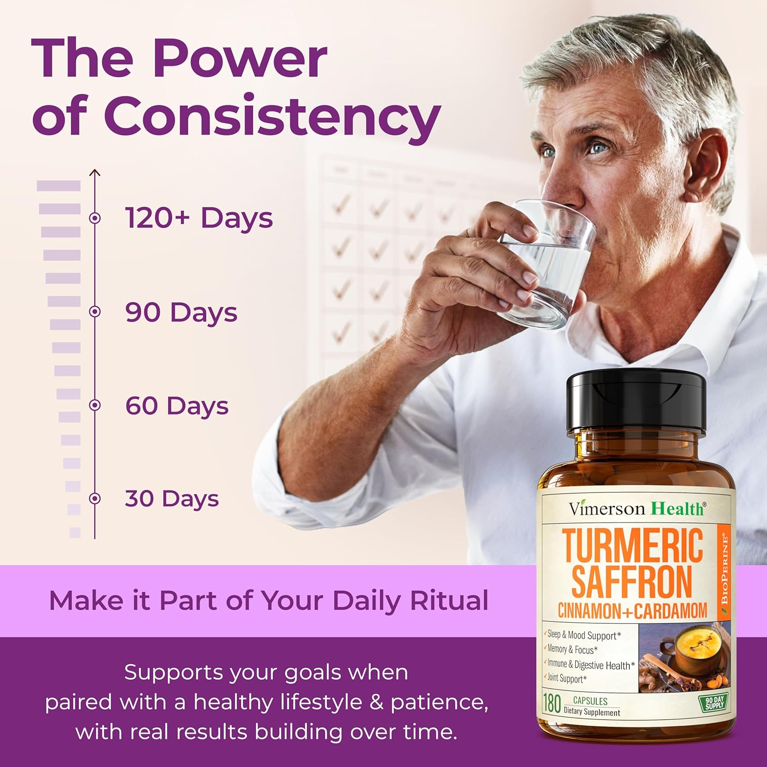 Saffron Supplements – 89mg Saffron Extract, 1000mg Turmeric Curcumin, Ceylon Cinnamon & Cardamom – Daily Mood, Joint & Metabolic Support – Joint Supplements for Women & Men – 120 Capsules