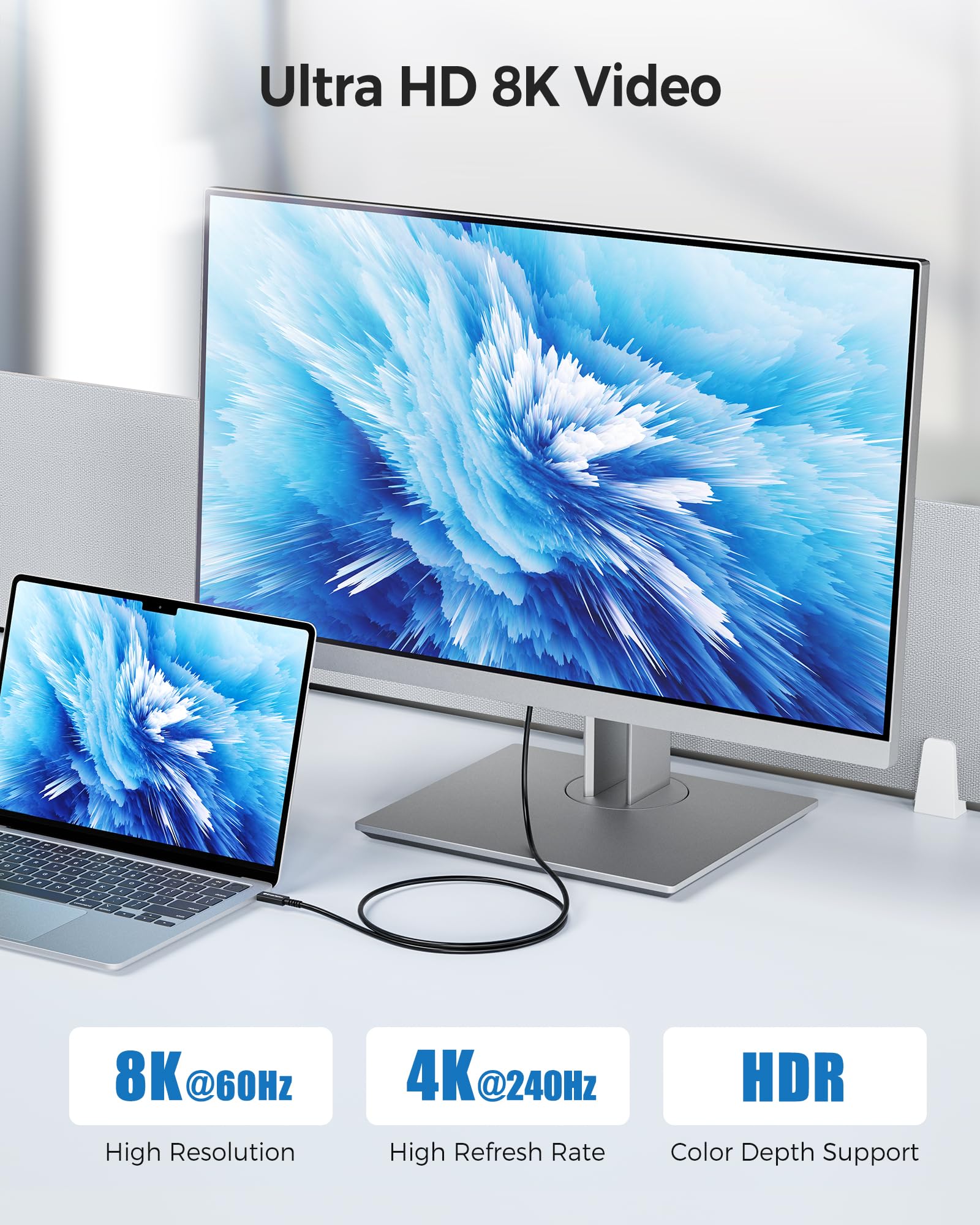 Cable Matters Cable Thunderbolt 4 activo de 40 Gbps [certificado por Intel] 2 m con carga de 240 W y vídeo 8K - Totalmente compatible con USB C/USB-C, USB 4 / USB4 y Thunderbolt 3