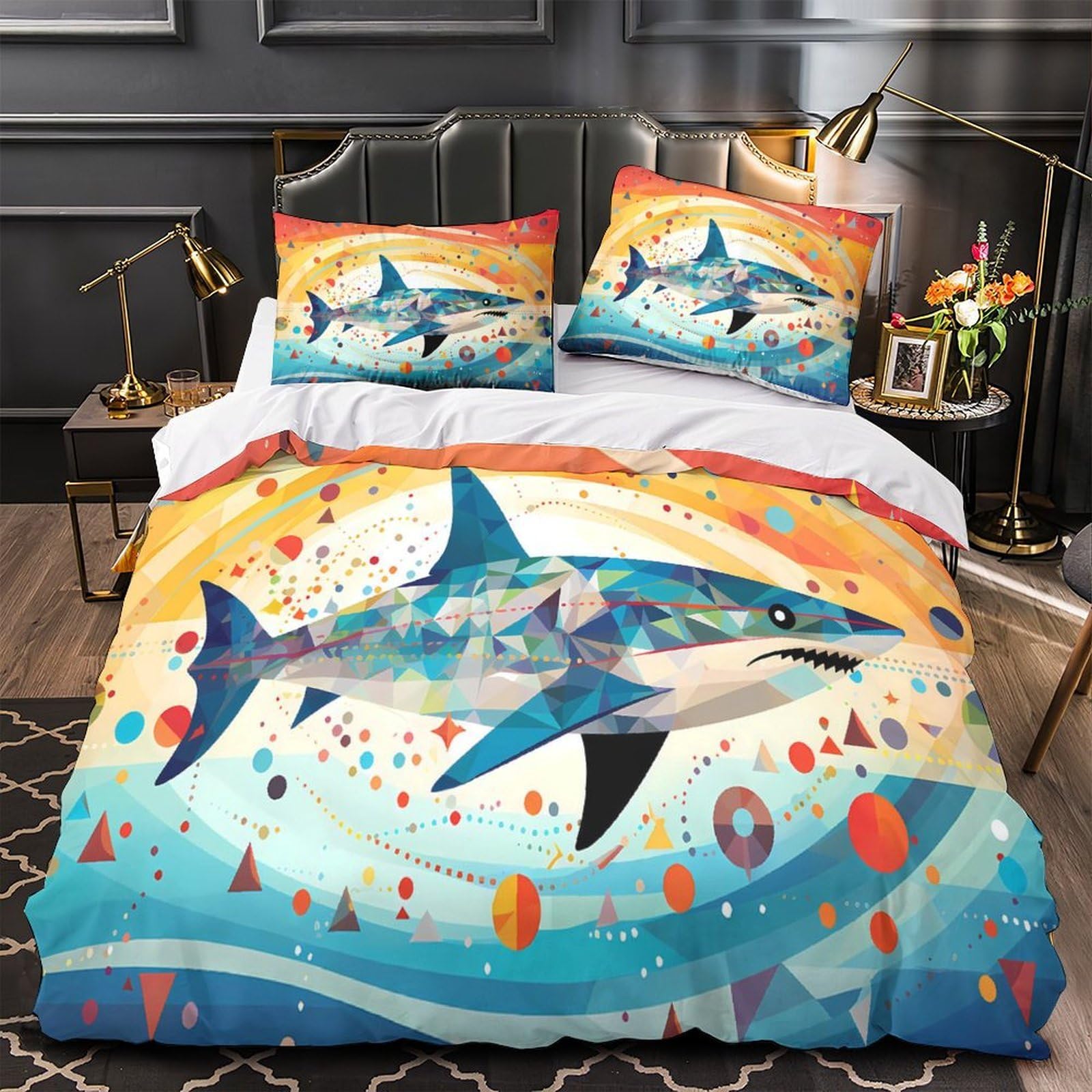 Parure de lit microfibre hypoallergique contre les allergies pour adulte king size