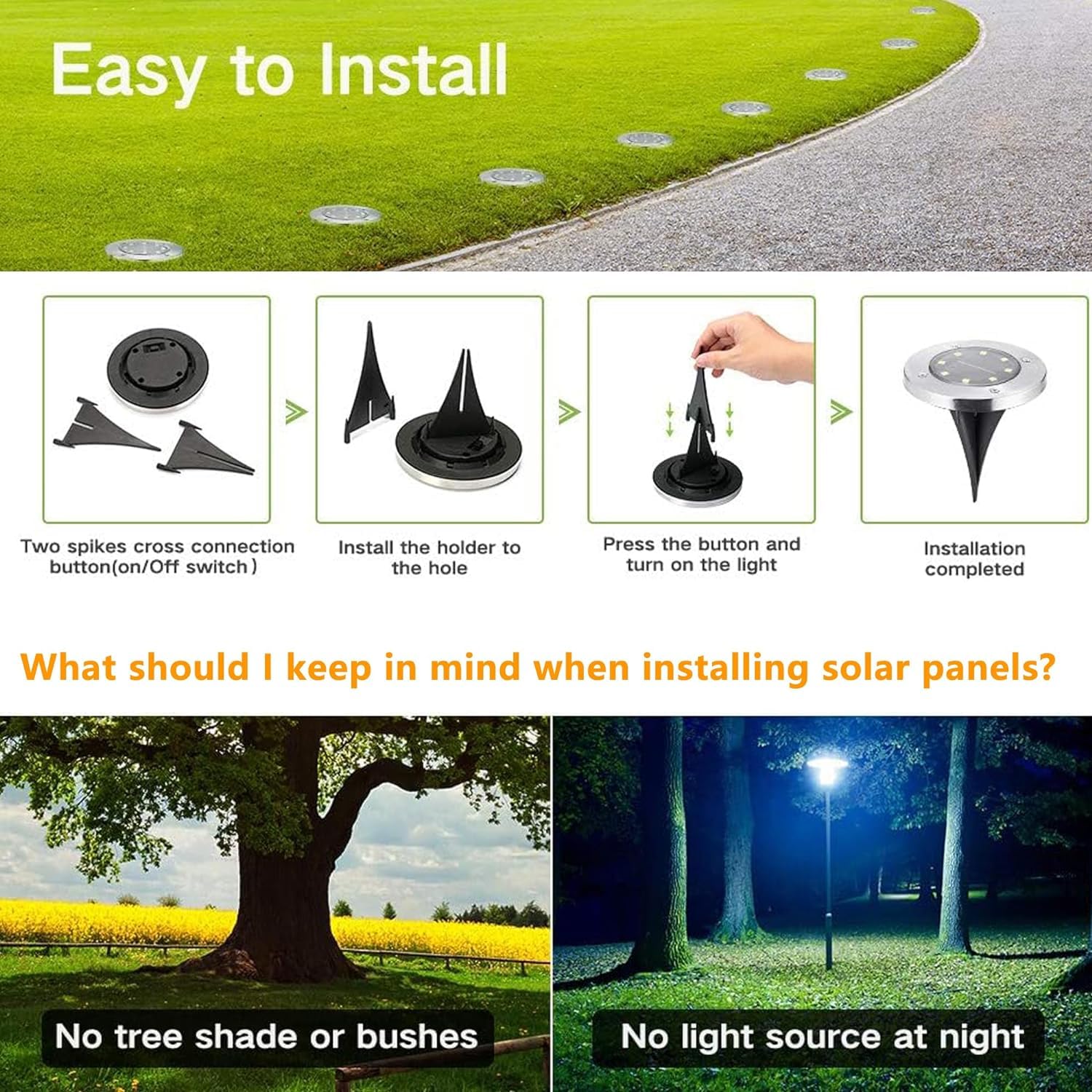 Joomer 12 Stück Solar Bodenleuchten Aussen, Solarleuchten für Garten Außen mit 8 LEDs, 3000K Warmweiß Wasserdicht Led Solar Gartenleuchten, Solarlampen für Außen Rasen Auffahrt Gehweg Patio