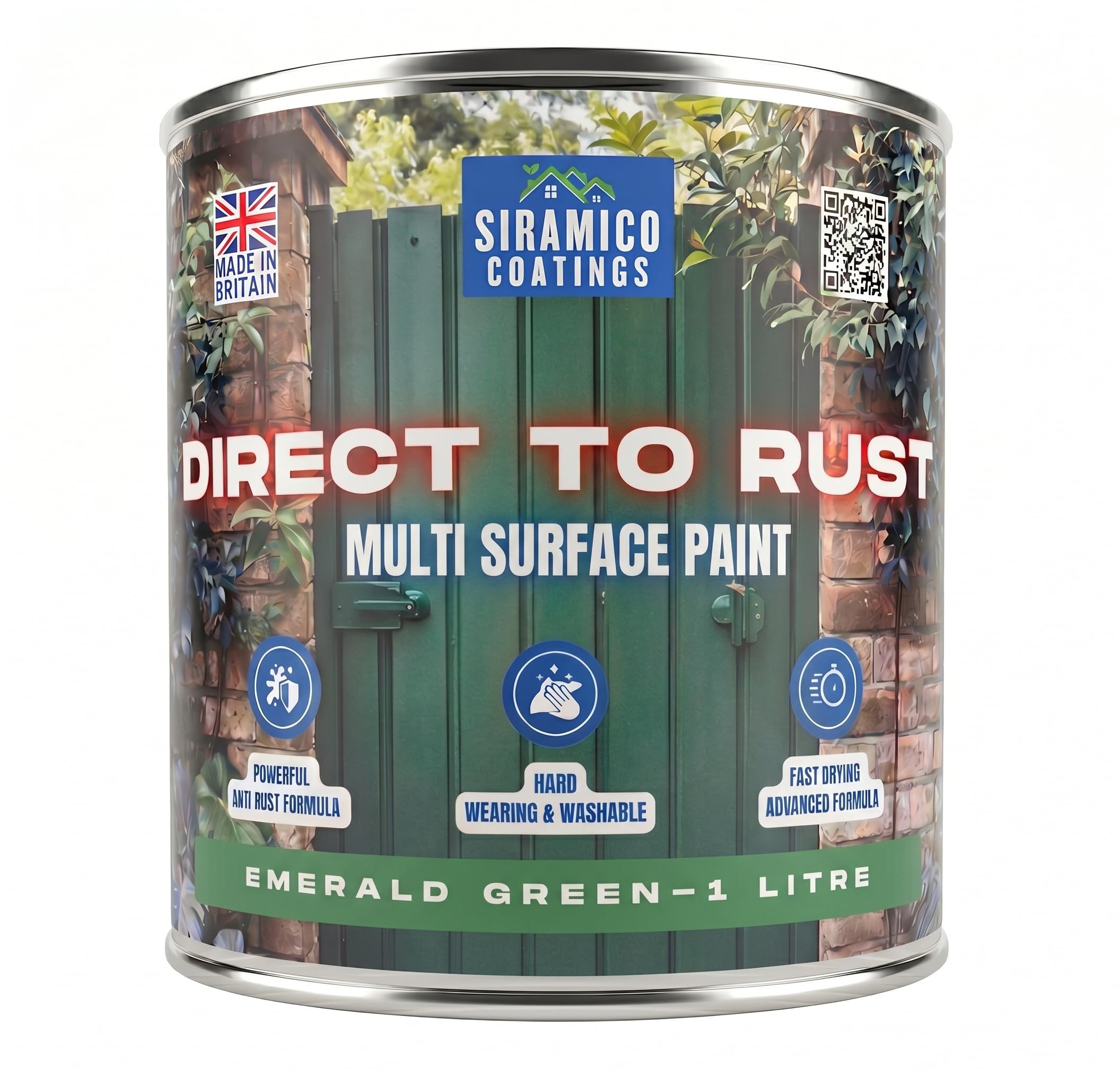Siramico Coatings Emerald Green (Ral 6001) - Direct To Rust - Satin (Emerald Green (Ral 6001))
