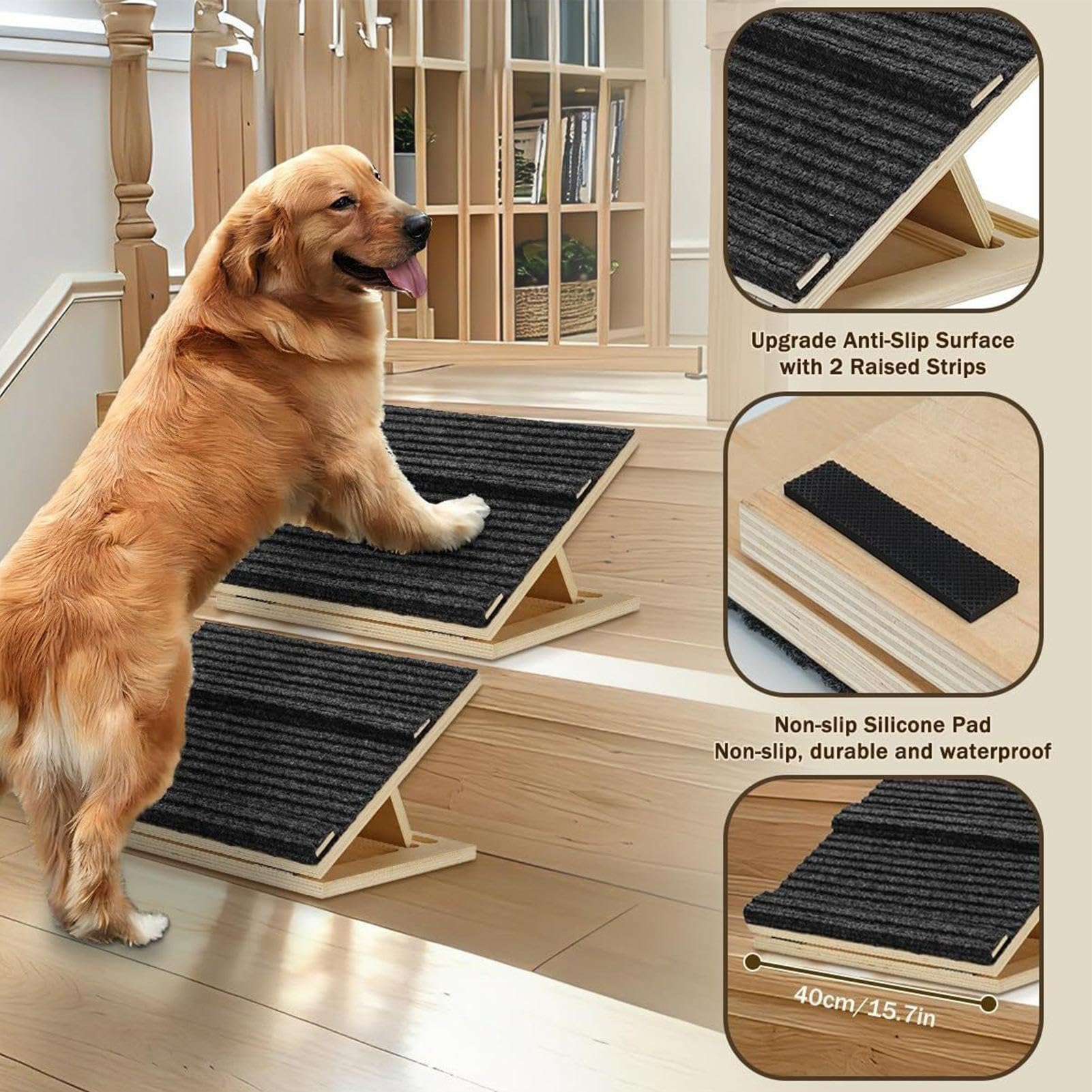 Rampa Cani Per Scale Scalini Cuccioli In Legno Regolabili Antiscivolo | Gradini da Arrampicata Sicuri dei Gatti per Amanti degli Animali Soggiorno Camera Studio Uso Quotidiano Appartamento