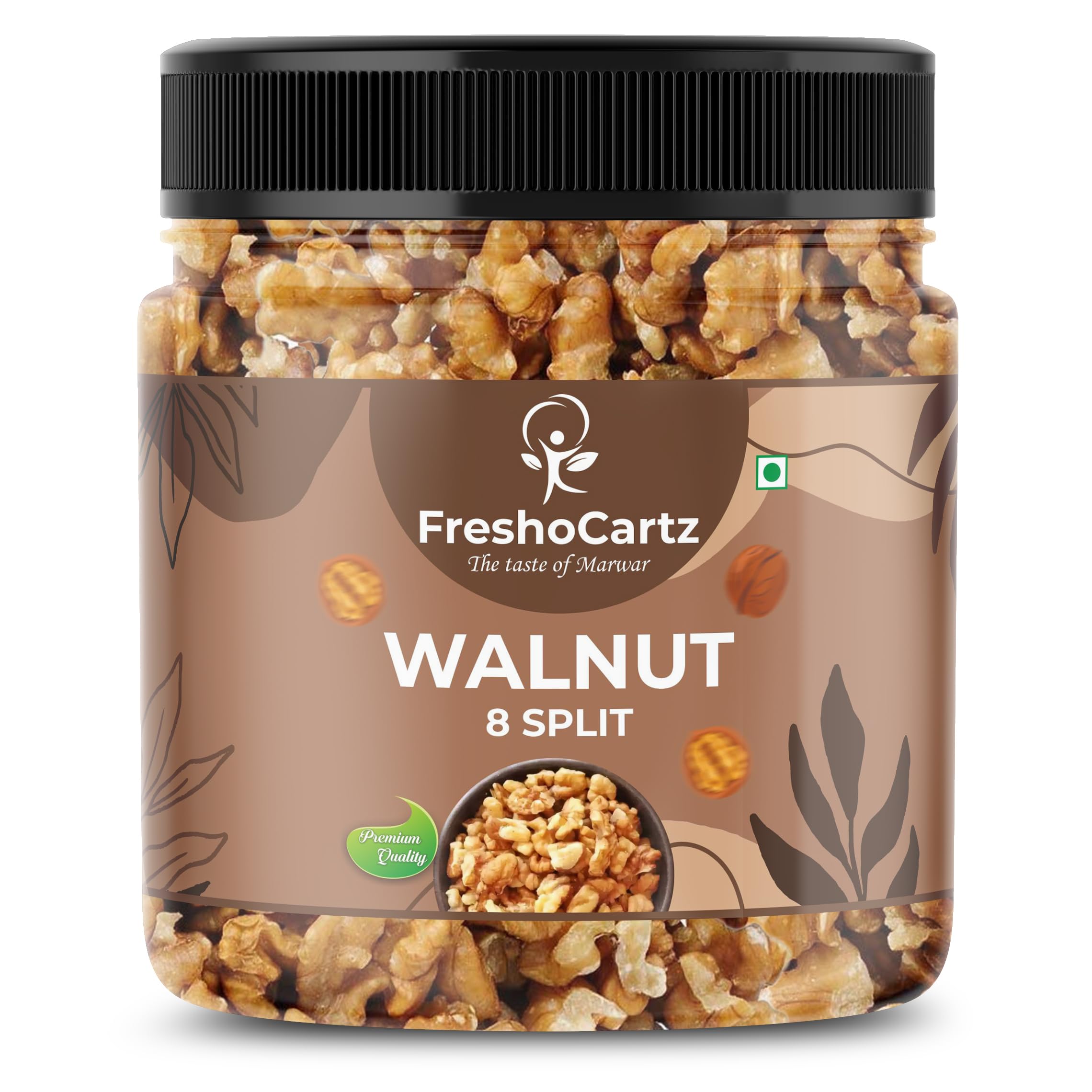 FreshoCartz Akhrot Giri | California Walnut 8 Pieces Broken | Akhrot Without Shell | Walnut Dry Fruits - Jar Pack (Grade (8 Piece, Broken), 250g (Pack of 1))