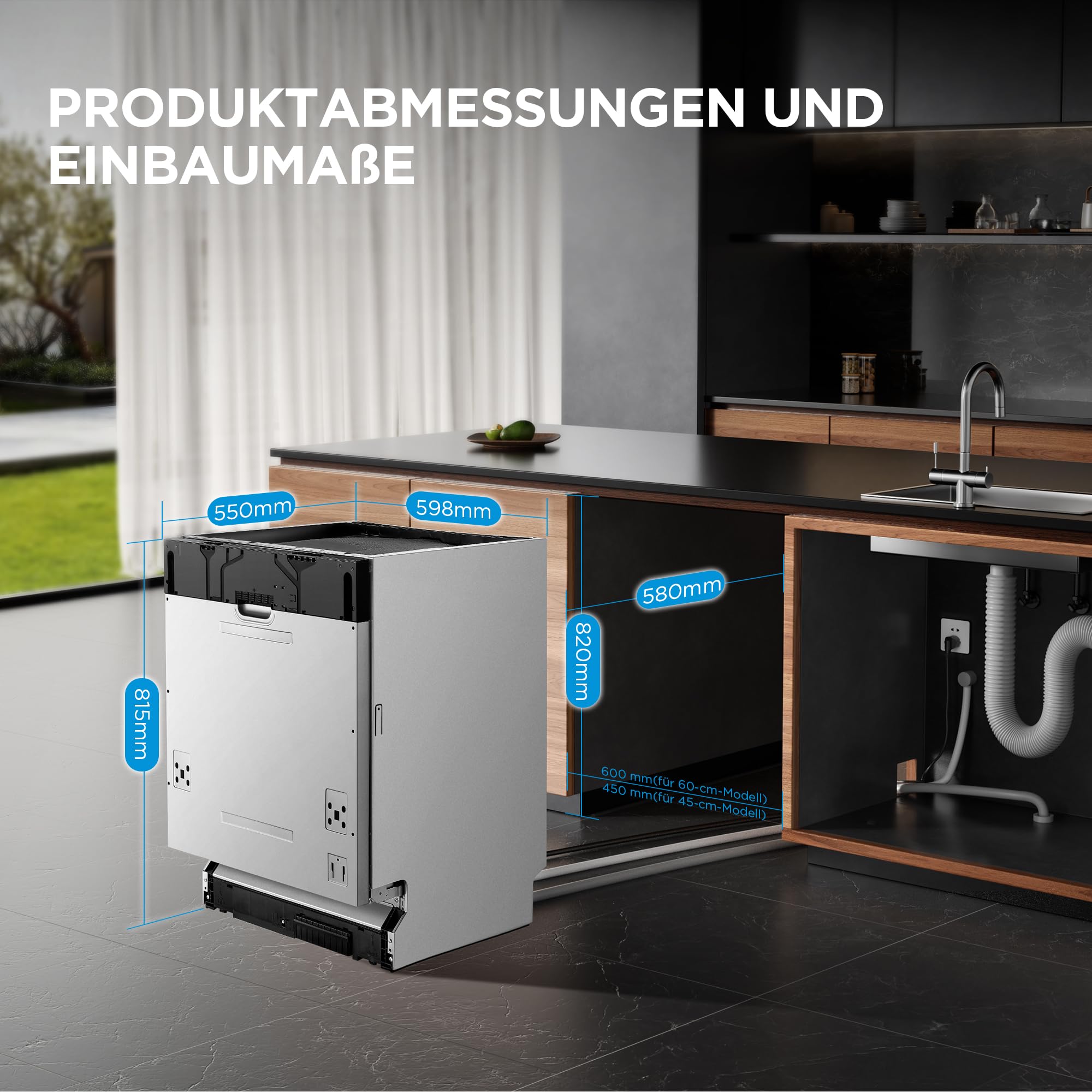 Midea Spülmaschine Vollintegriert 60 cm 14 Maßgedecke 42 dB Leise EEK A