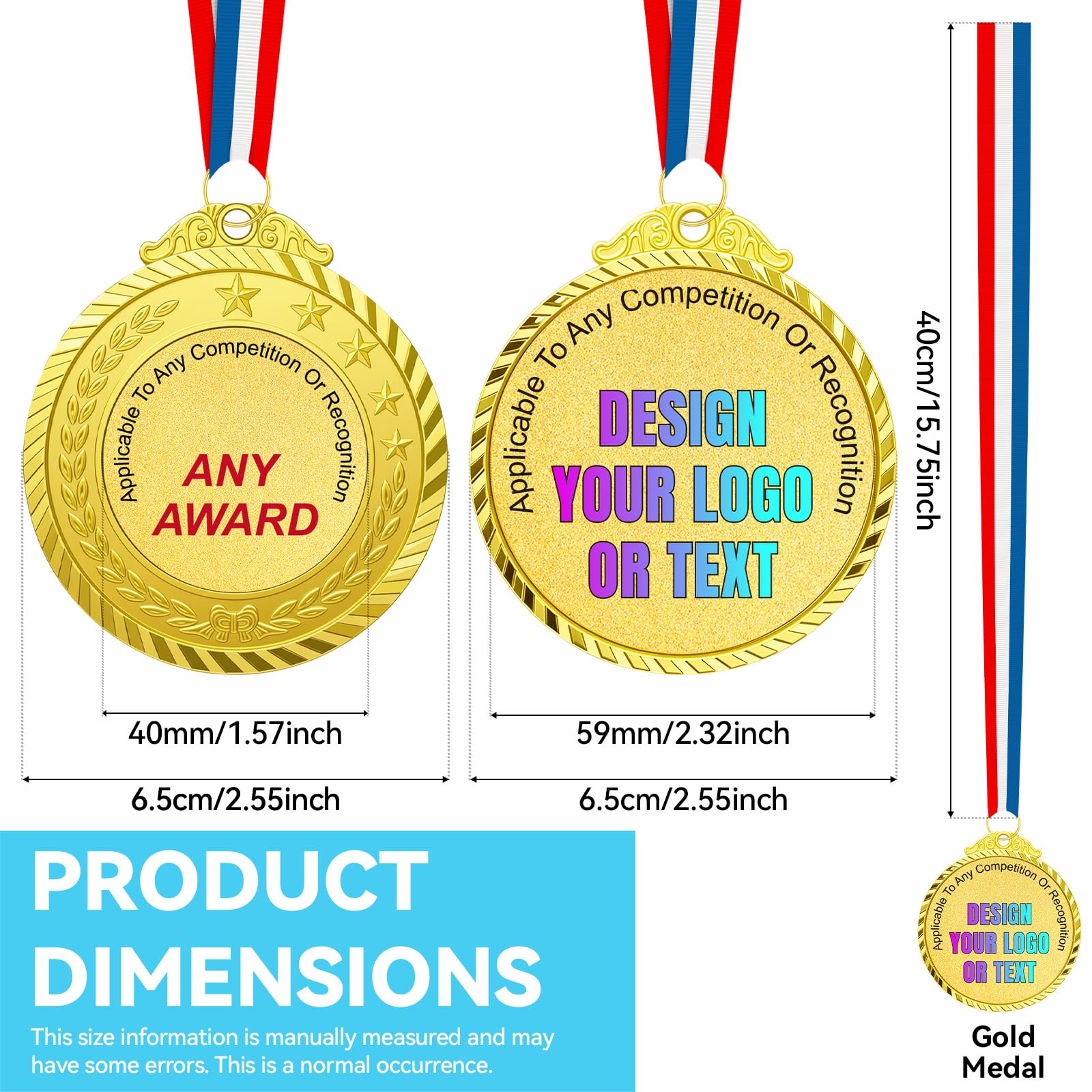 Médaille Personnalisée, Texte ou Logo Personnalisable au Recto et au Verso, Idéales pour Toute Cérémonie de Remise de Prix ou Compétition