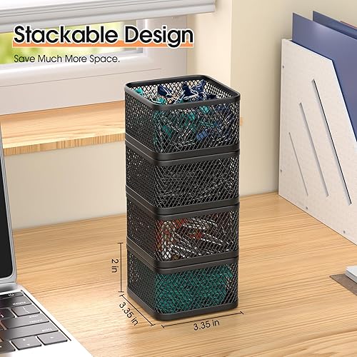 Miniatura 2 de MaxGear Soporte para clips de papel, soporte de clip de malla para papel, dispensador de clips de papel para escritorio, organizador de clips de