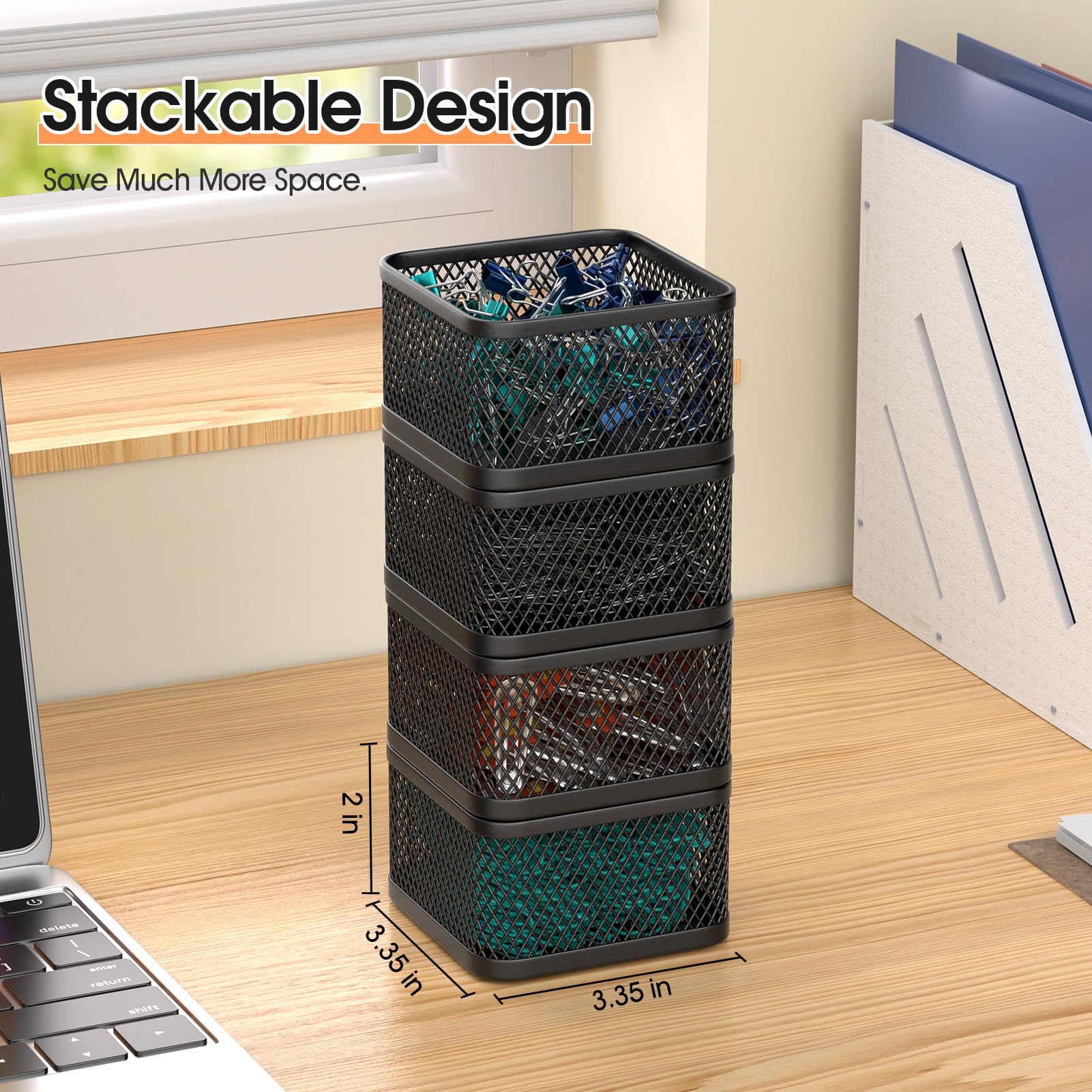 MaxGear Paper Clip Holder Paperclip Holders Mesh Paper Clip Holders Paper Clip Dispenser for Desk Paper Clip Organizer Office Binder Clip Holder Black, 4 Packs
