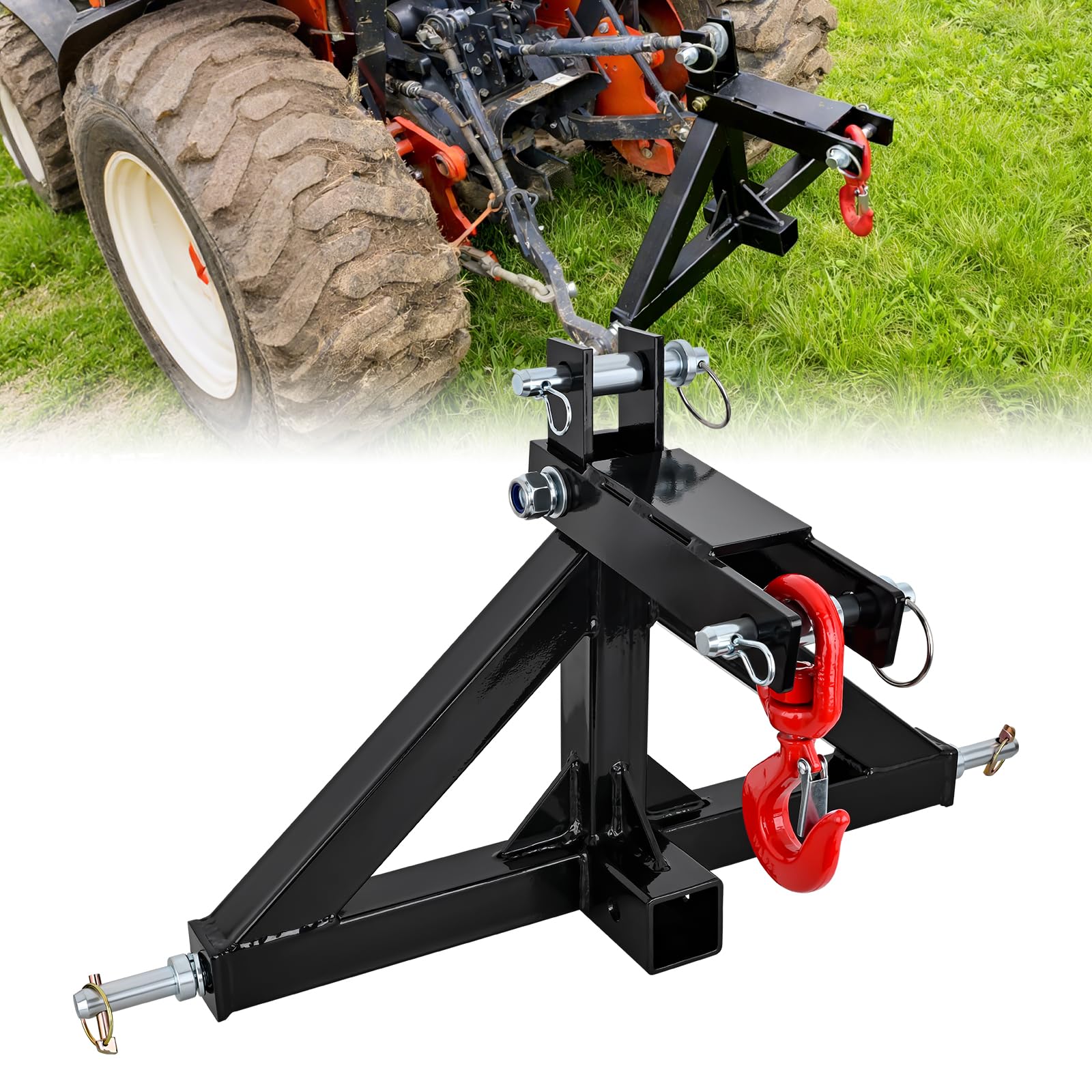 Nilight 3 Point Trailer Hitch 2" Receiver Quick Adapter with Towing Hook