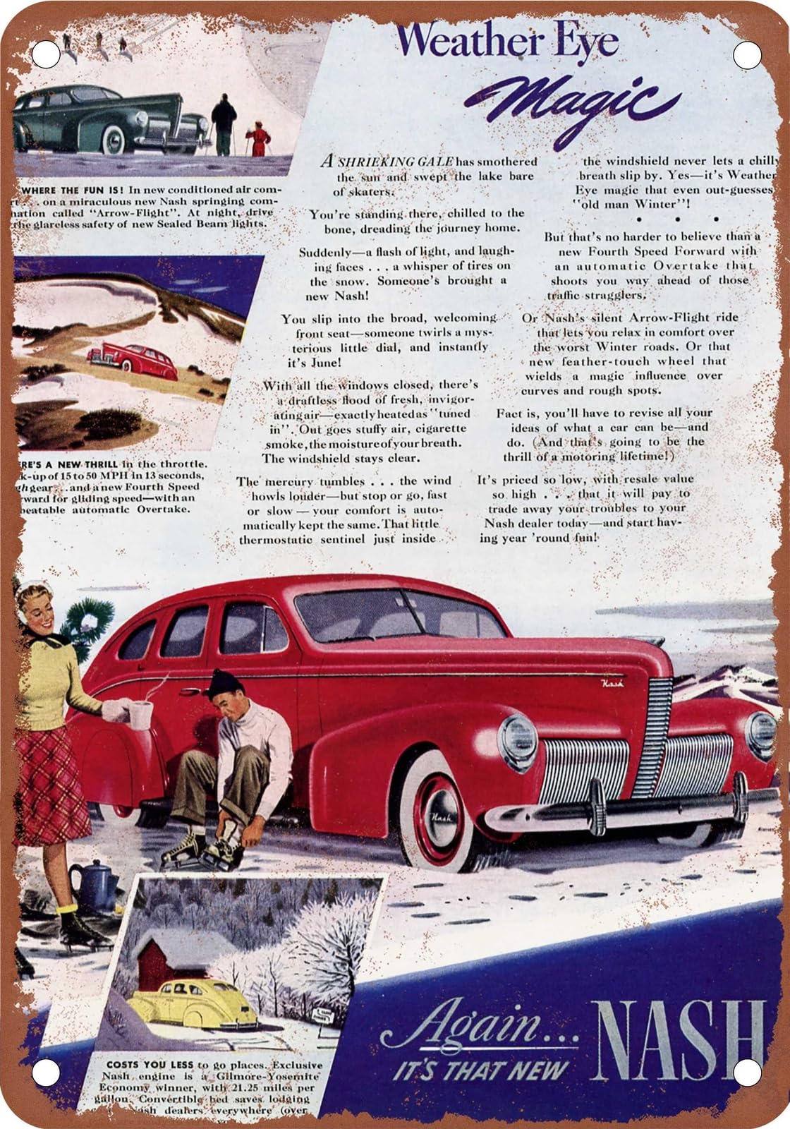 Miaomansenstore Metal Sign - 1940 Nash Vintage Ad 08 - Old Retro Rusty Look Home Decor
