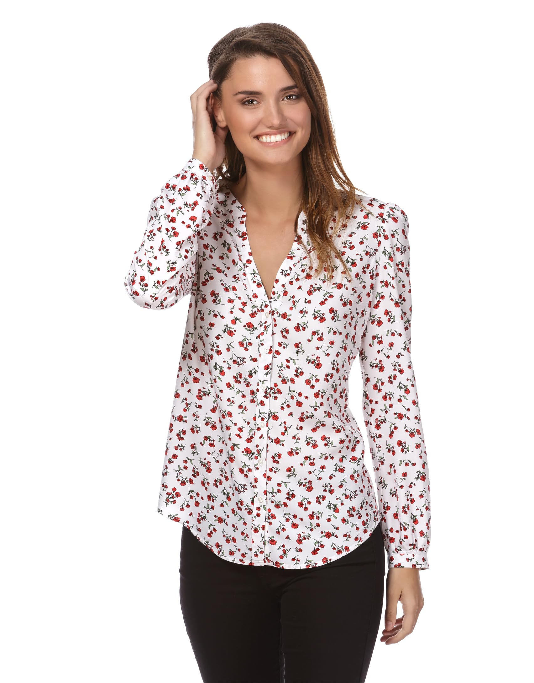 Vincenzo Boretti Bluse, gerade geschnitten mit Tunika-Ausschnitt