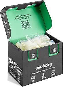 Washaby I Detergente Ecológico Lavadora I 36 cápsulas I Certificado Ecolabel de la UE I Cero Residuos y Sin Plásticos I Detergente Lavadora Ecológico Ropa Blanca y Color I Fragancia Floral
