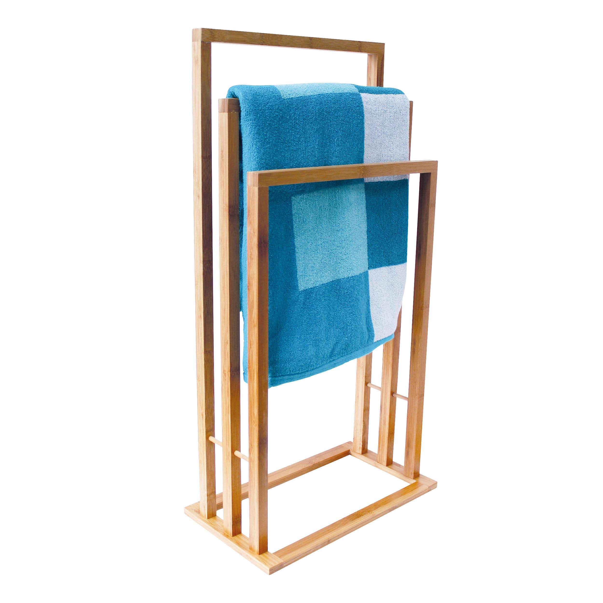 MSV MS545 - Toallero de bambú con 3 Barras, 42 x 24 x 82 cm, Color Beige