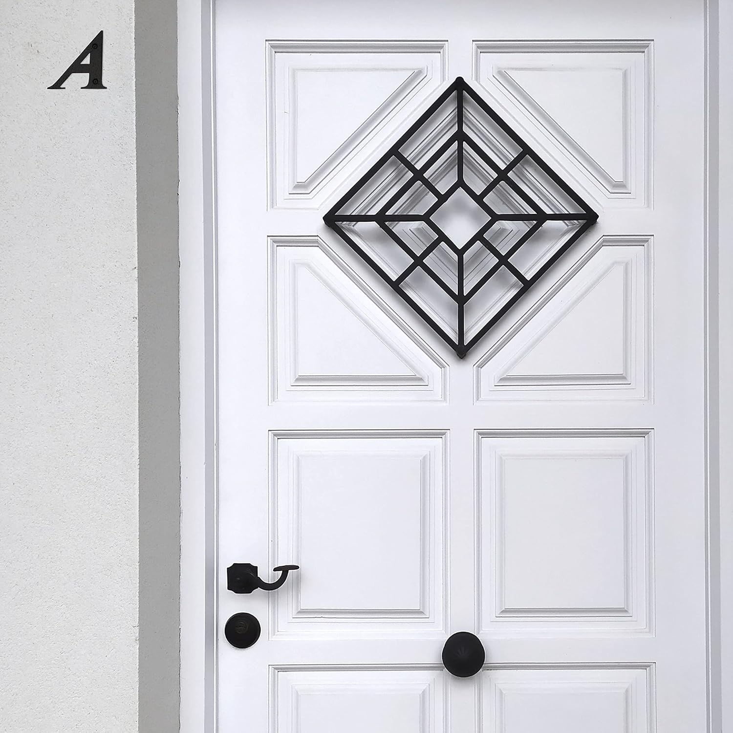 Amig - Letter A for Houses or Portals | 100 x 97 mm | For Walls or Exterior Walls of Homes | Made of Steel Finished in Black Epoxy | Forging Style | Includes Studs and Lag Screws