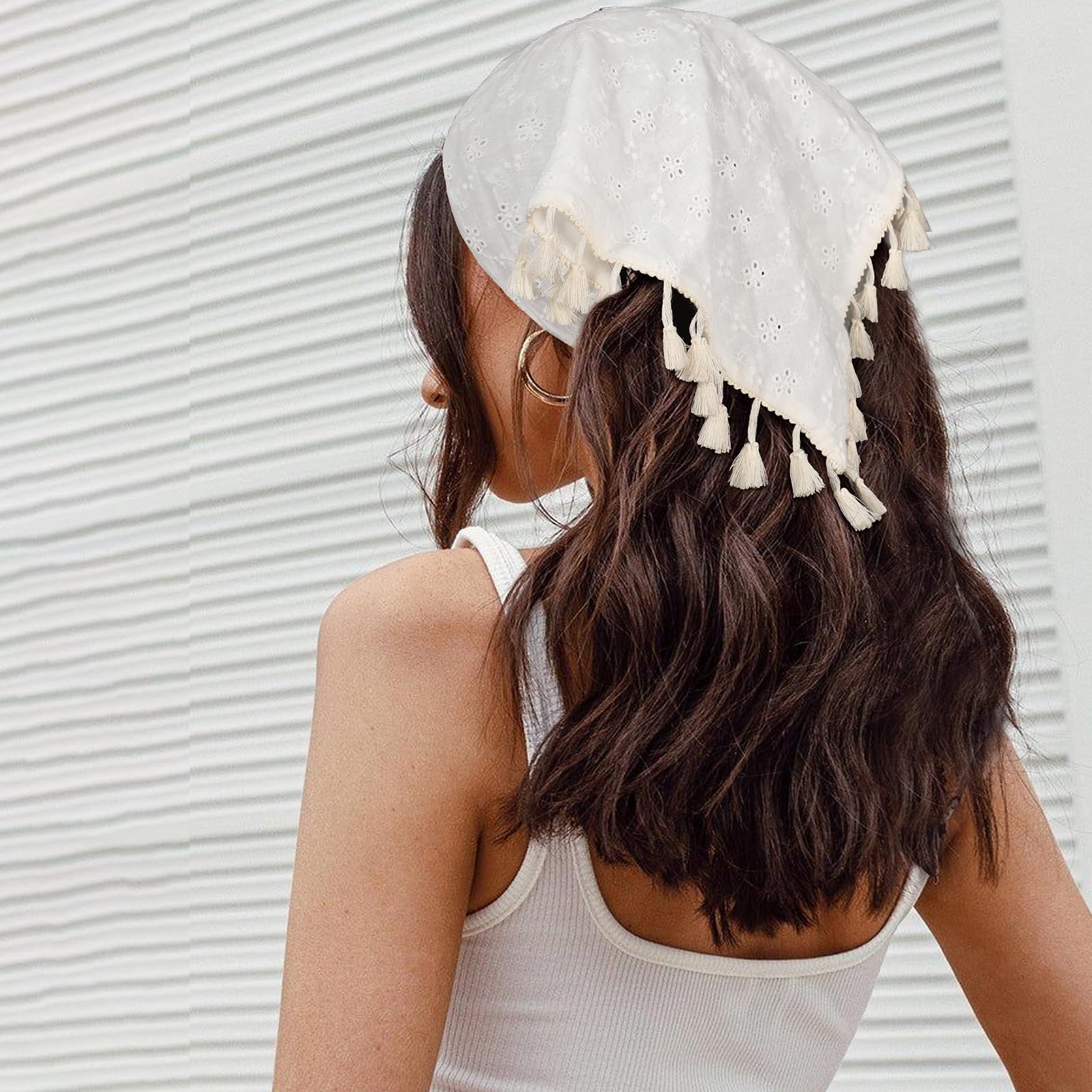 Amazon.com: AWAYTR Floral Tassels Hair Scarf Headband - 2PCS  display picture 2