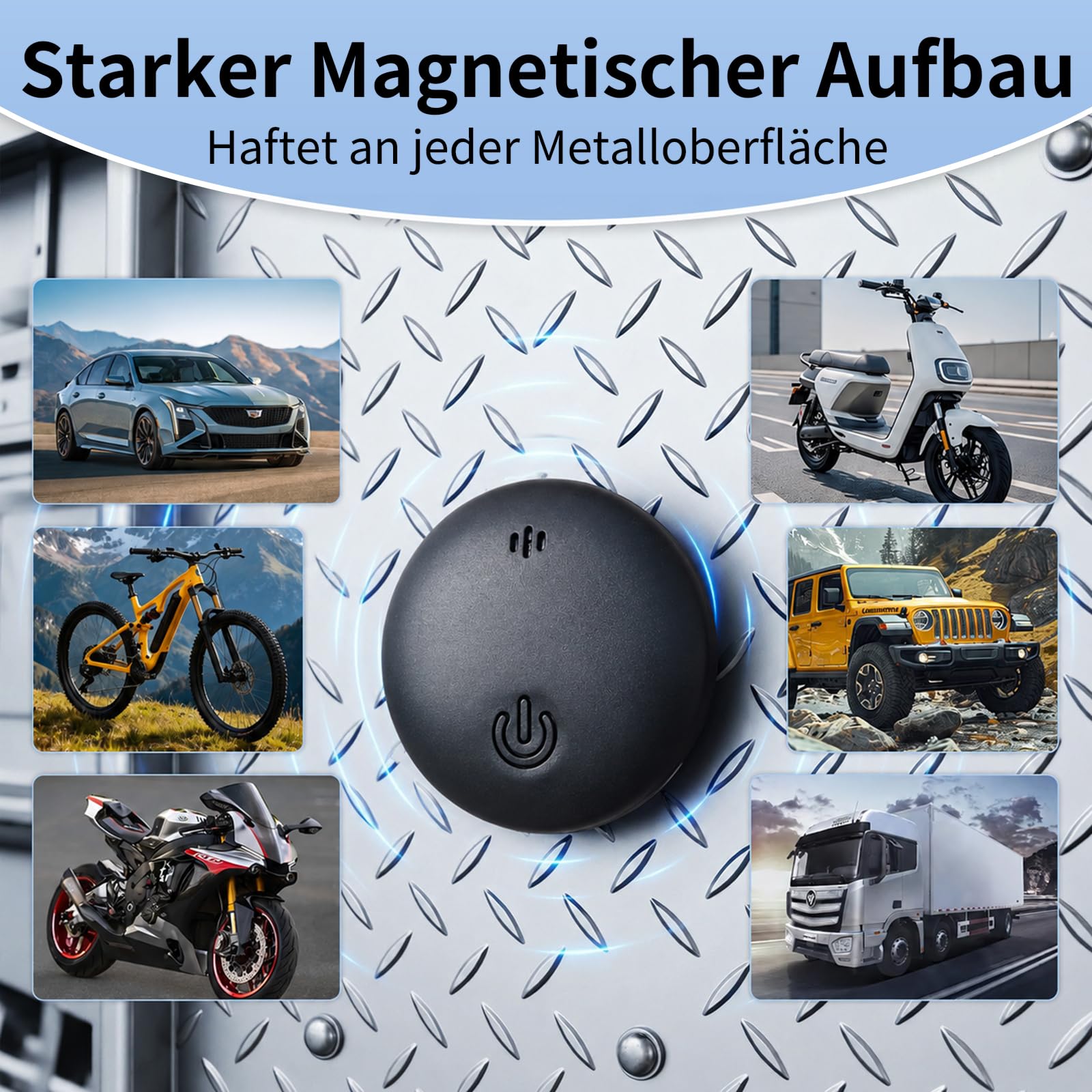 GPS Tracker Auto Kompatibel mit iOS & Android, Magnetischer GPS Tracker Auto Ohne ABO, 2026 Neues Globale Abdeckung Wiedergabe der Fahrzeugtrajektorie, IP68 Wasserdicht für Autos,Motorräder,Fahrrad