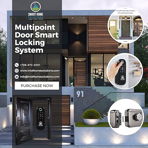 Miniatura 6 de Bloqueo biométrico Intel IP65, teclado inteligente de bloqueo de adición de puerta multipunto compatible con, cerradura de puerta de entrada